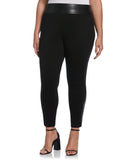 Faux Leather Trimmed Pull On Pant