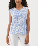 Tropical Print Lace Up Tank Top