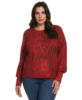 Plus Size Slouchy Printed Sweater