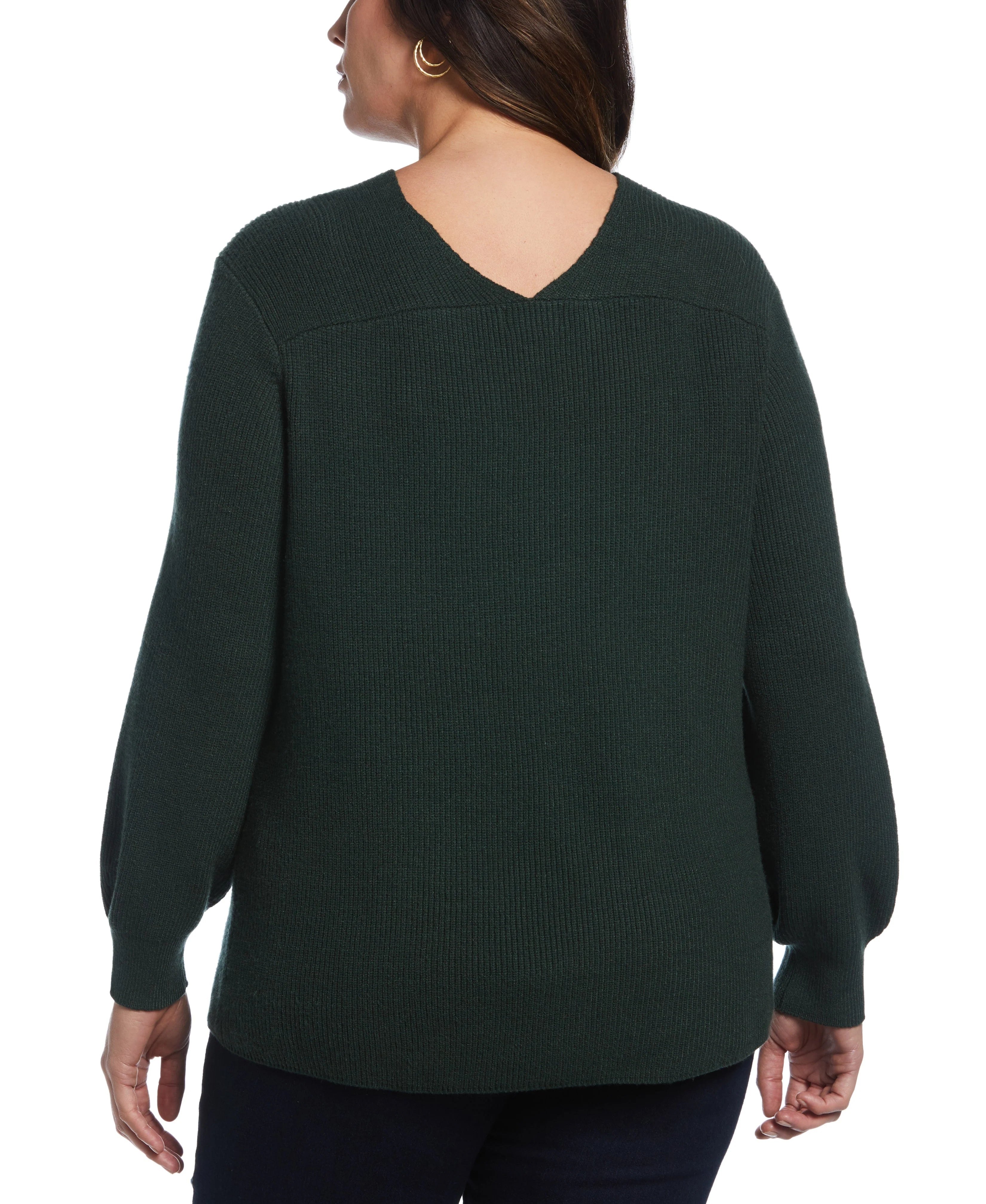 Plus Size Essential Ribbed V Neck Sweater