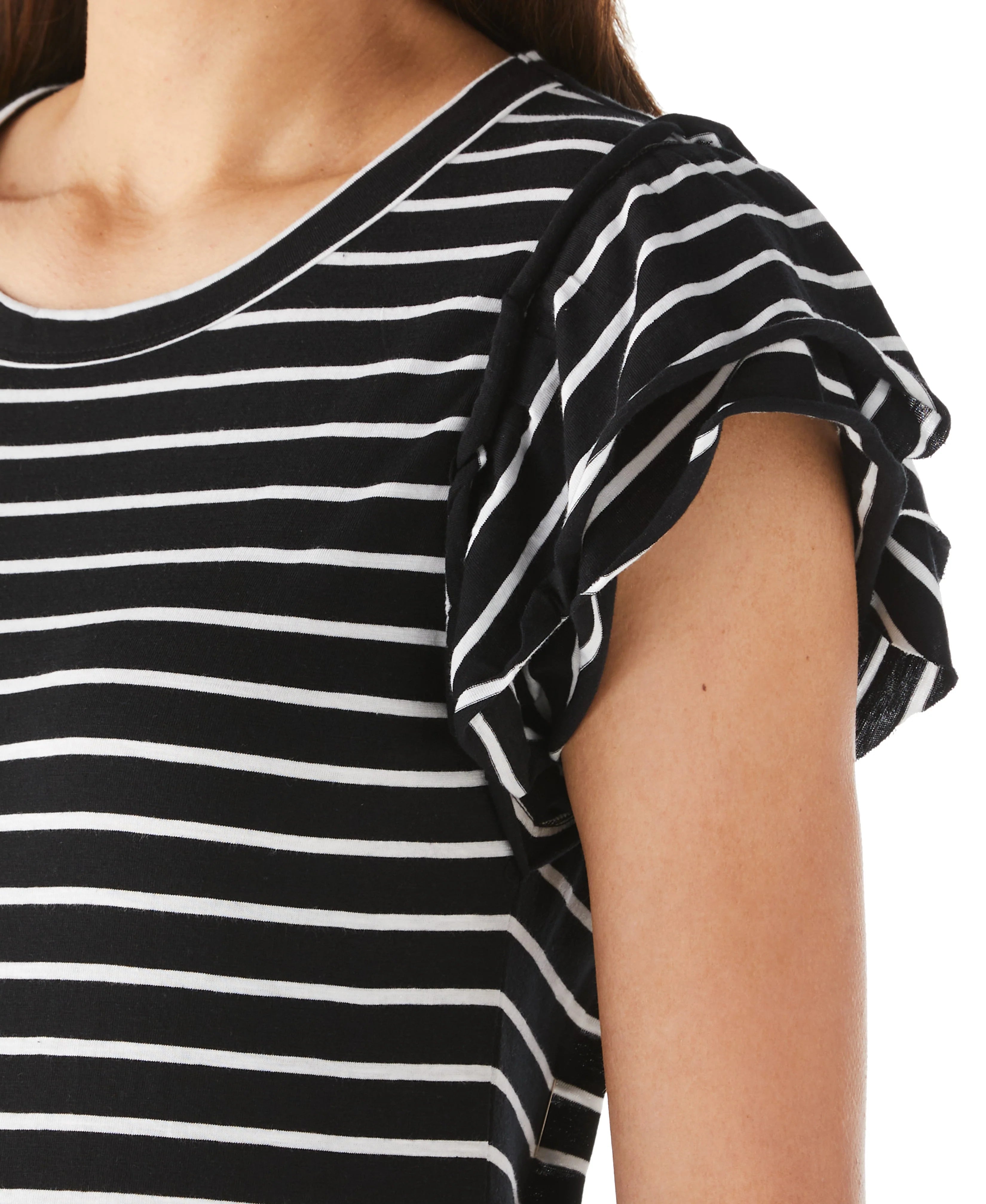 Stripe Ruffle Sleeve Tee