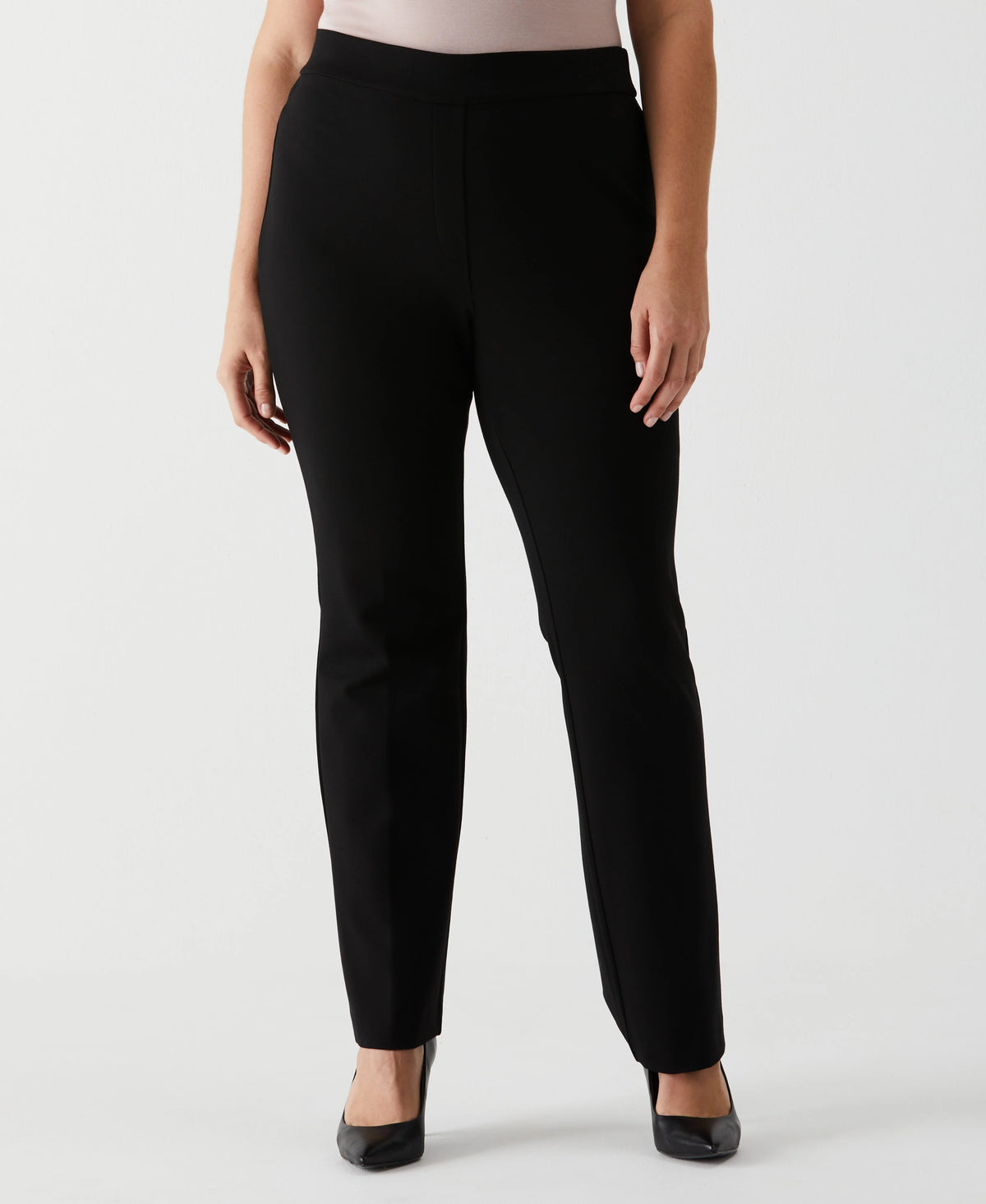 Plus Size Ponte Knit Short Length Bootcut Pull On Pant
