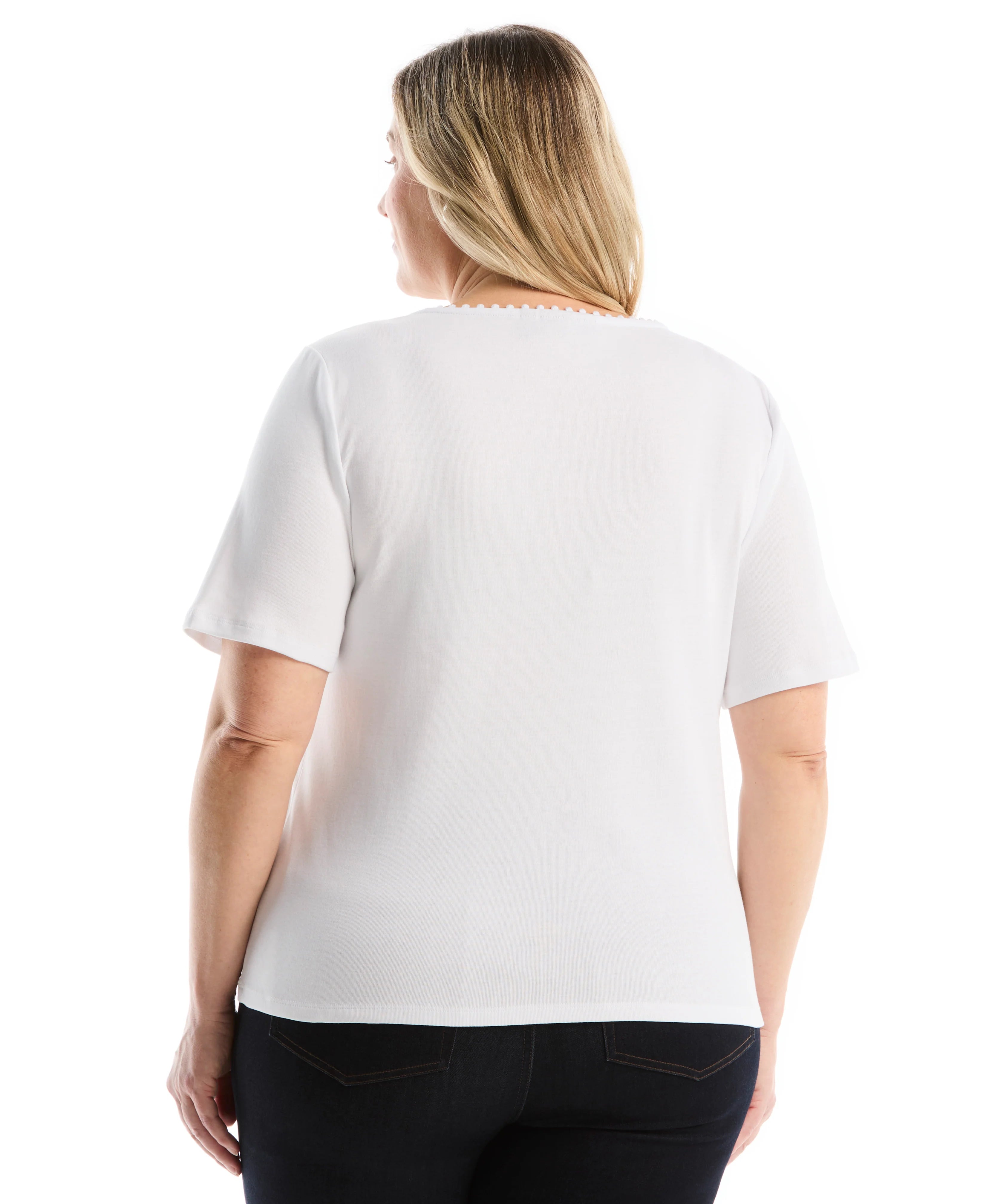 Plus Size Pom Trim Detail Top