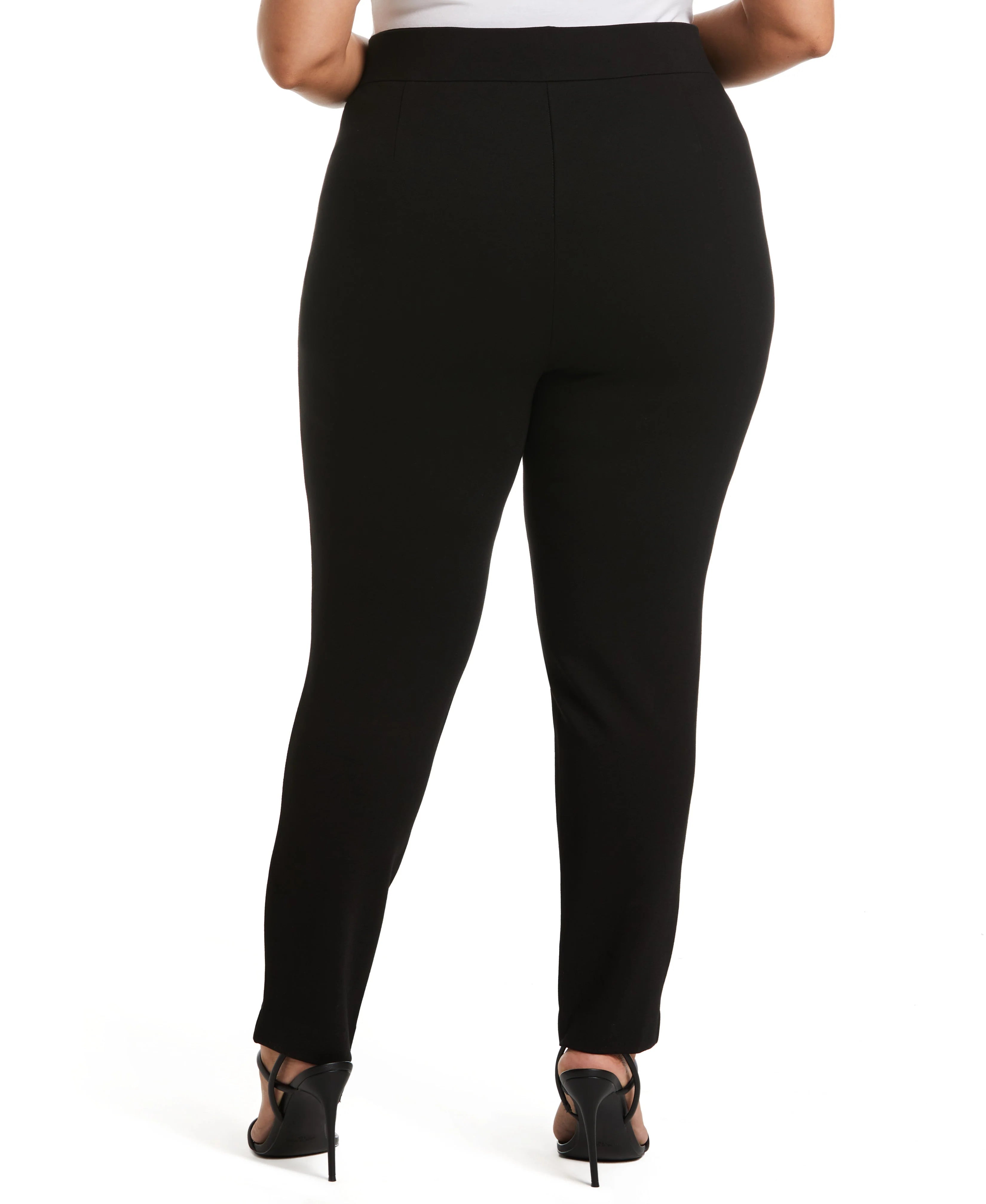 Plus Size Classic Fit Pull On Ankle Pant with Zipper Detail