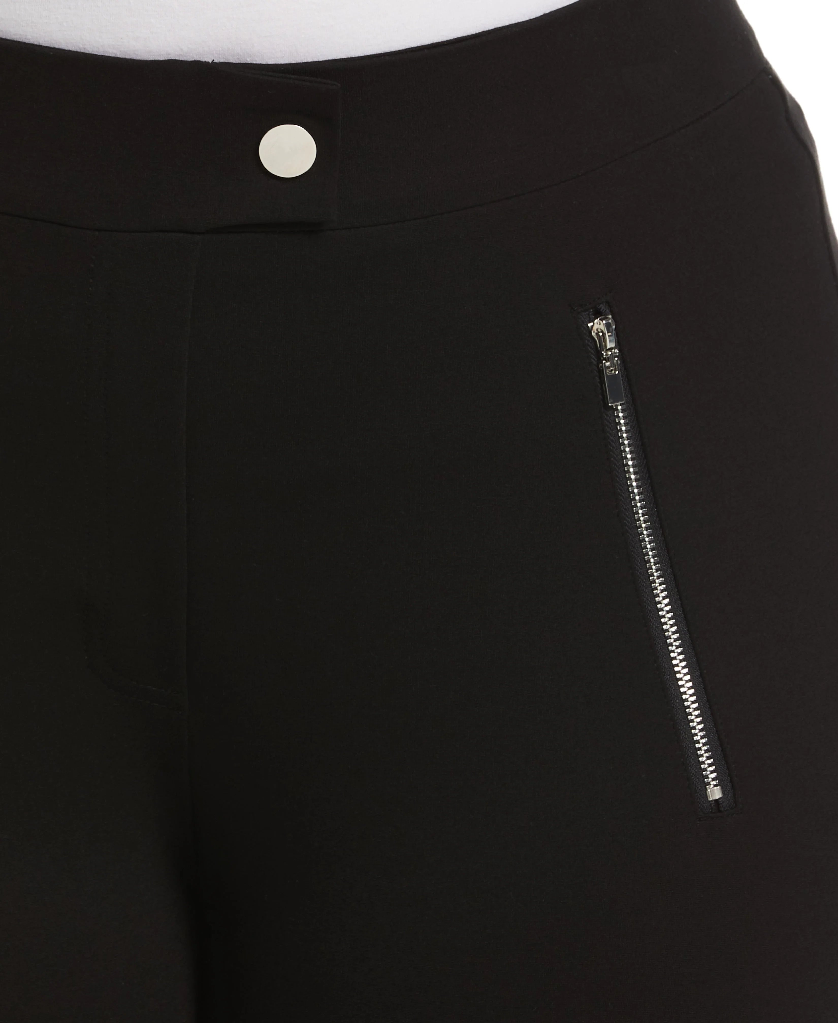 Plus Size Classic Fit Pull On Ankle Pant with Zipper Detail