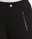 Plus Size Classic Fit Pull On Ankle Pant with Zipper Detail
