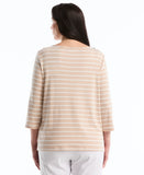 Plus Size Stripe Button Detail Top