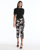 Petite Floral Print Capri With Riveted Vent