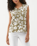 Tropical Print Lace Up Tank Top