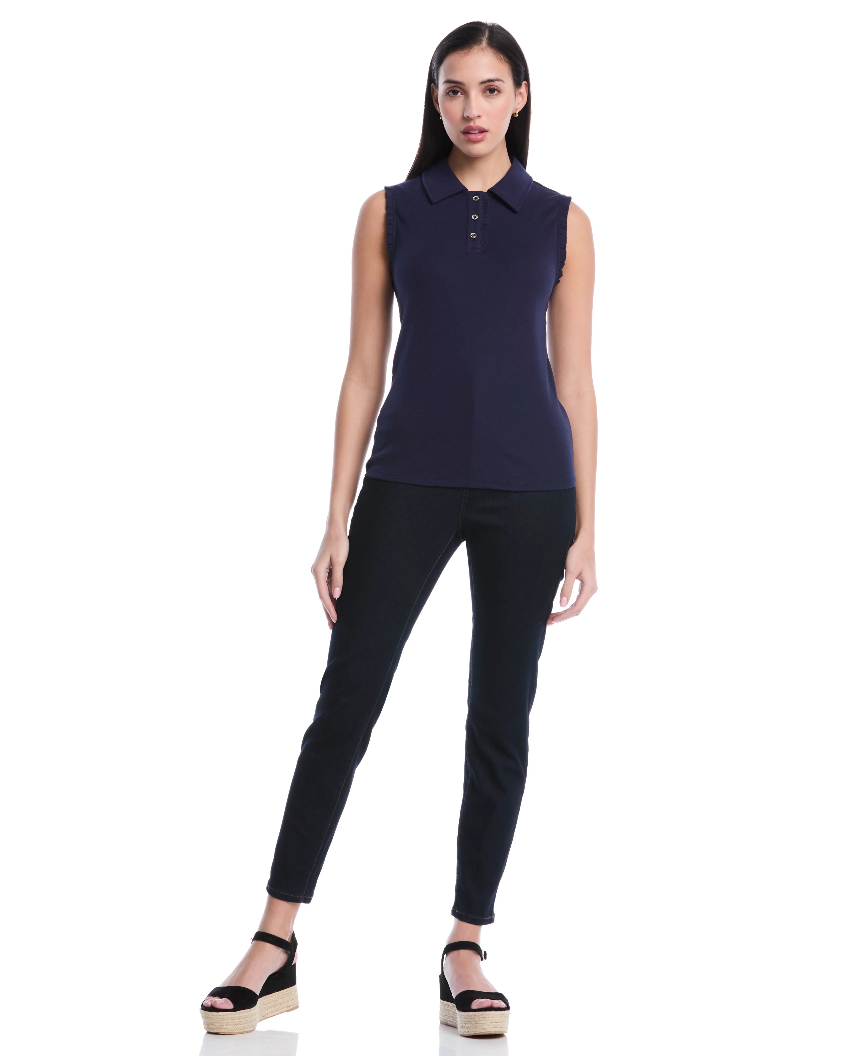 Petite Ruffle Trim Polo