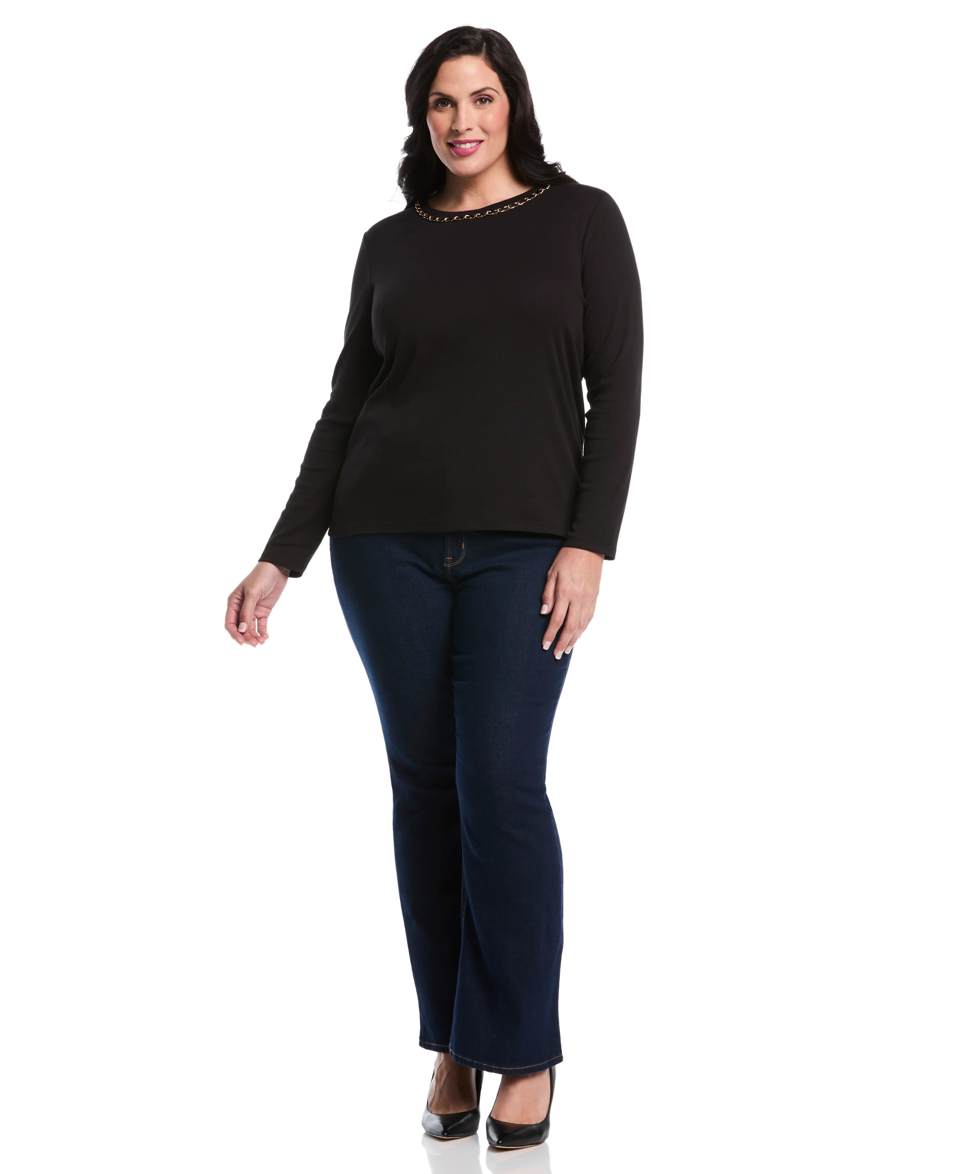 Plus Size Chain Neck Detail Top