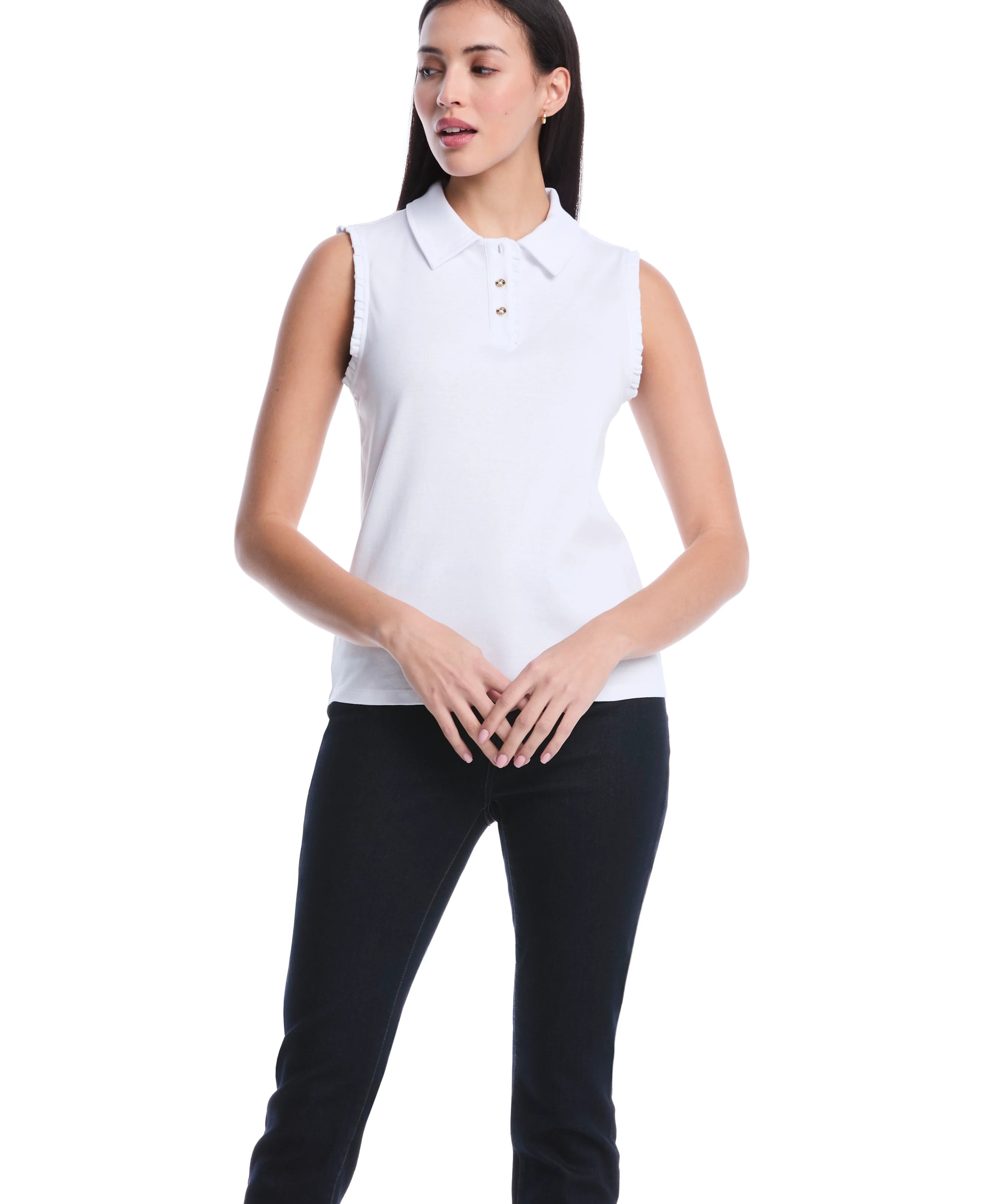 Petite Ruffle Trim Polo