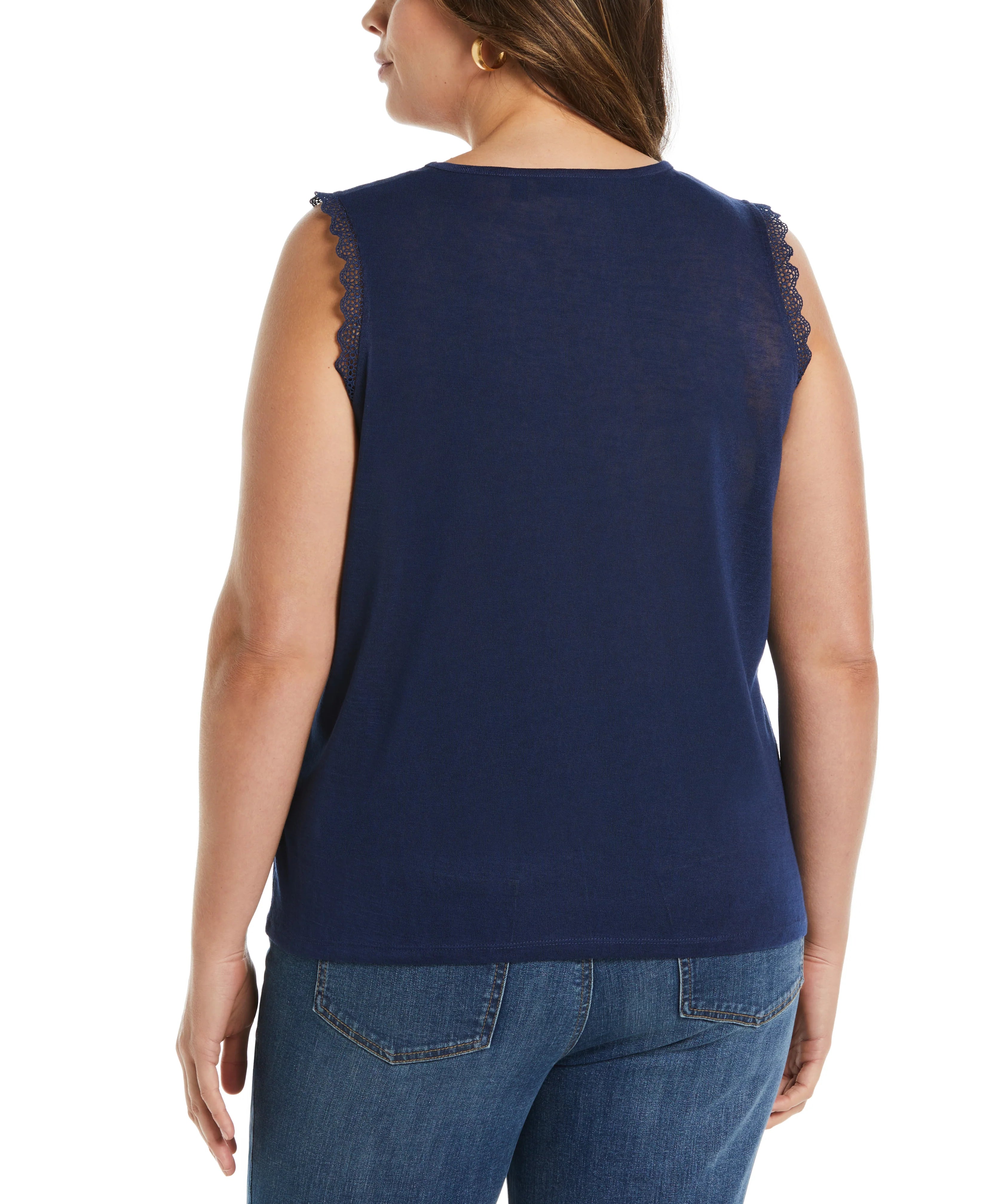 Plus Size Crochet Trim Top