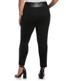 Faux Leather Trimmed Pull On Pant