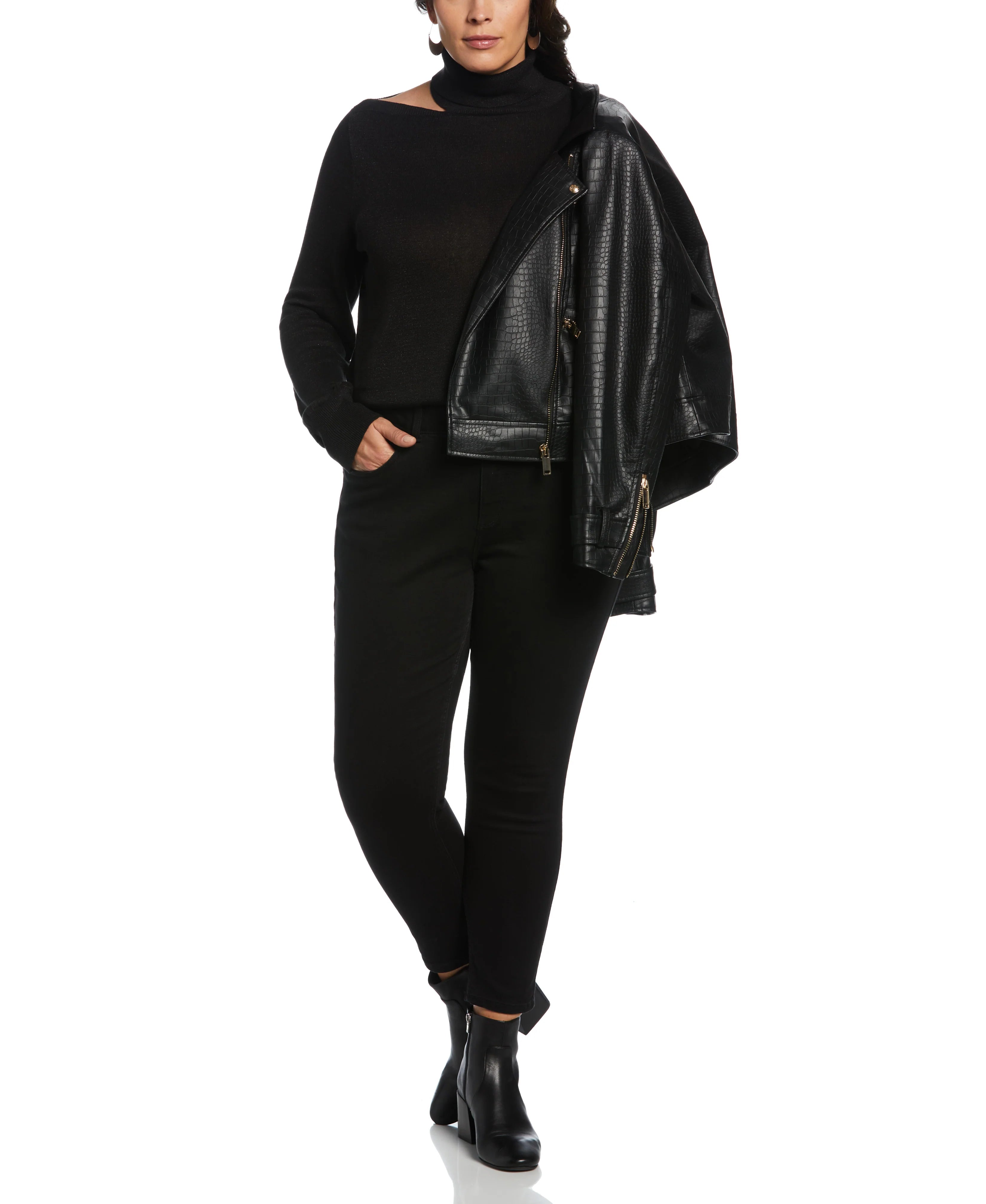 Rib Trim Cut Out Sweater