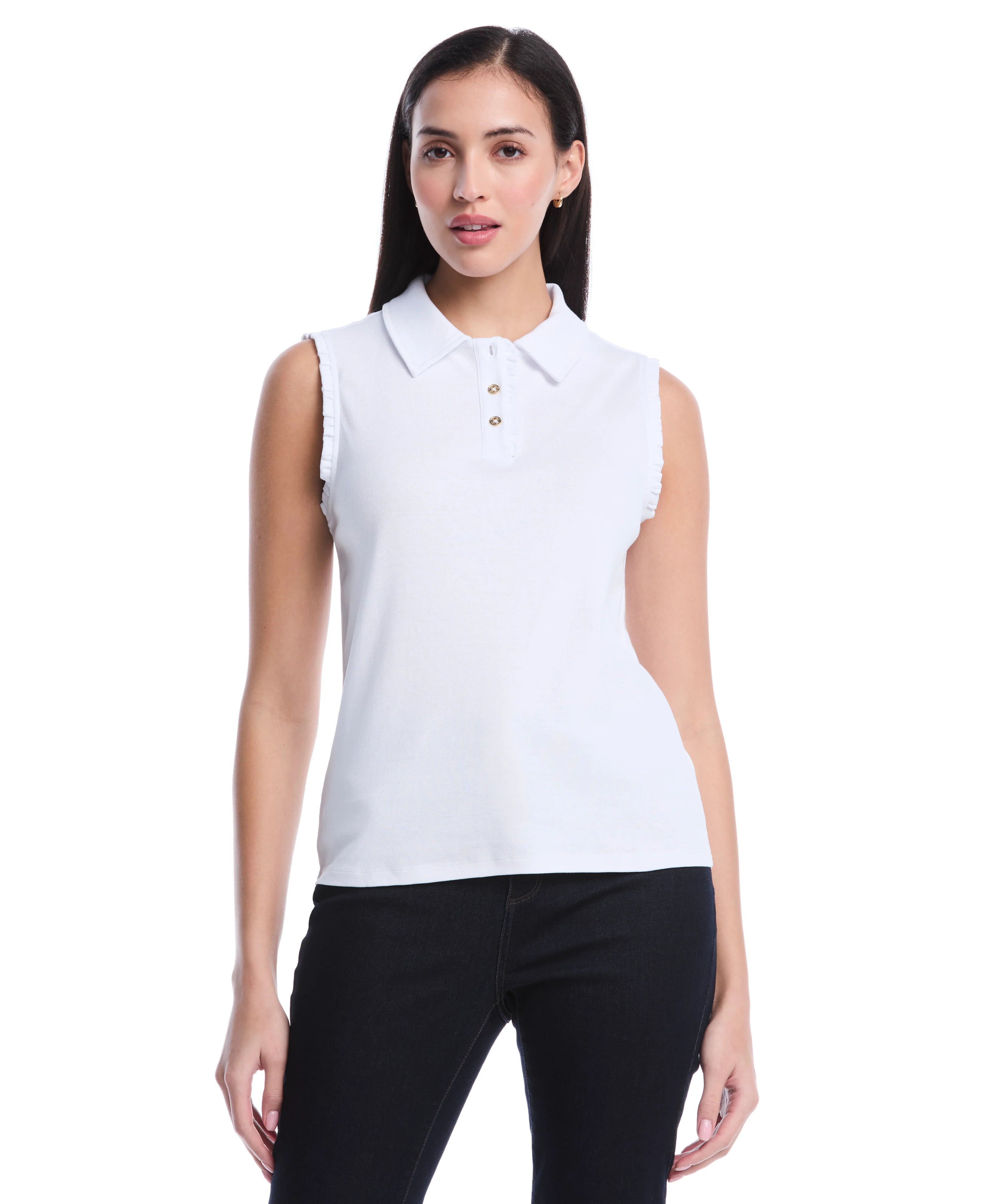 Petite Ruffle Trim Polo