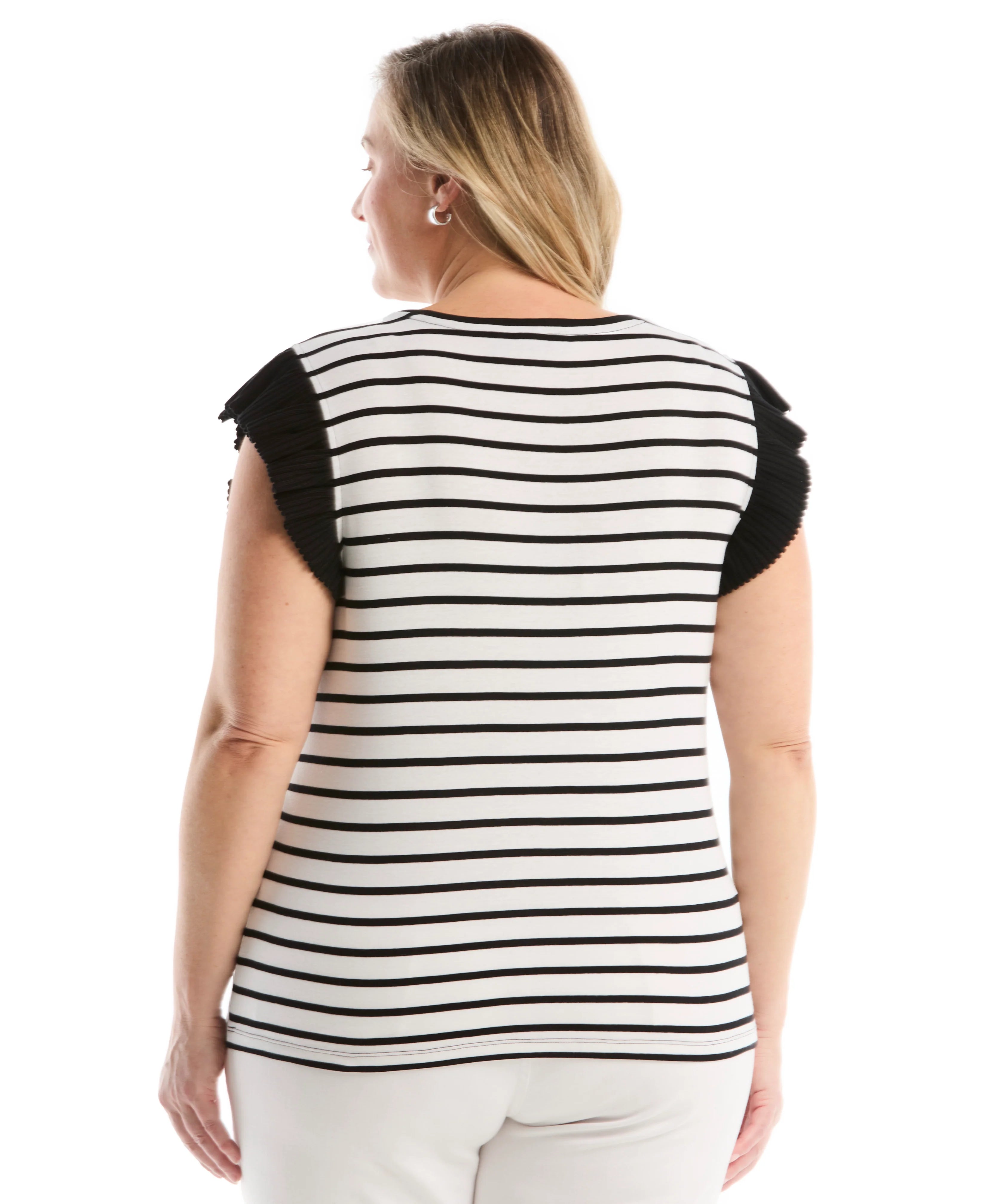 Plus Size Striped Ruffle Top