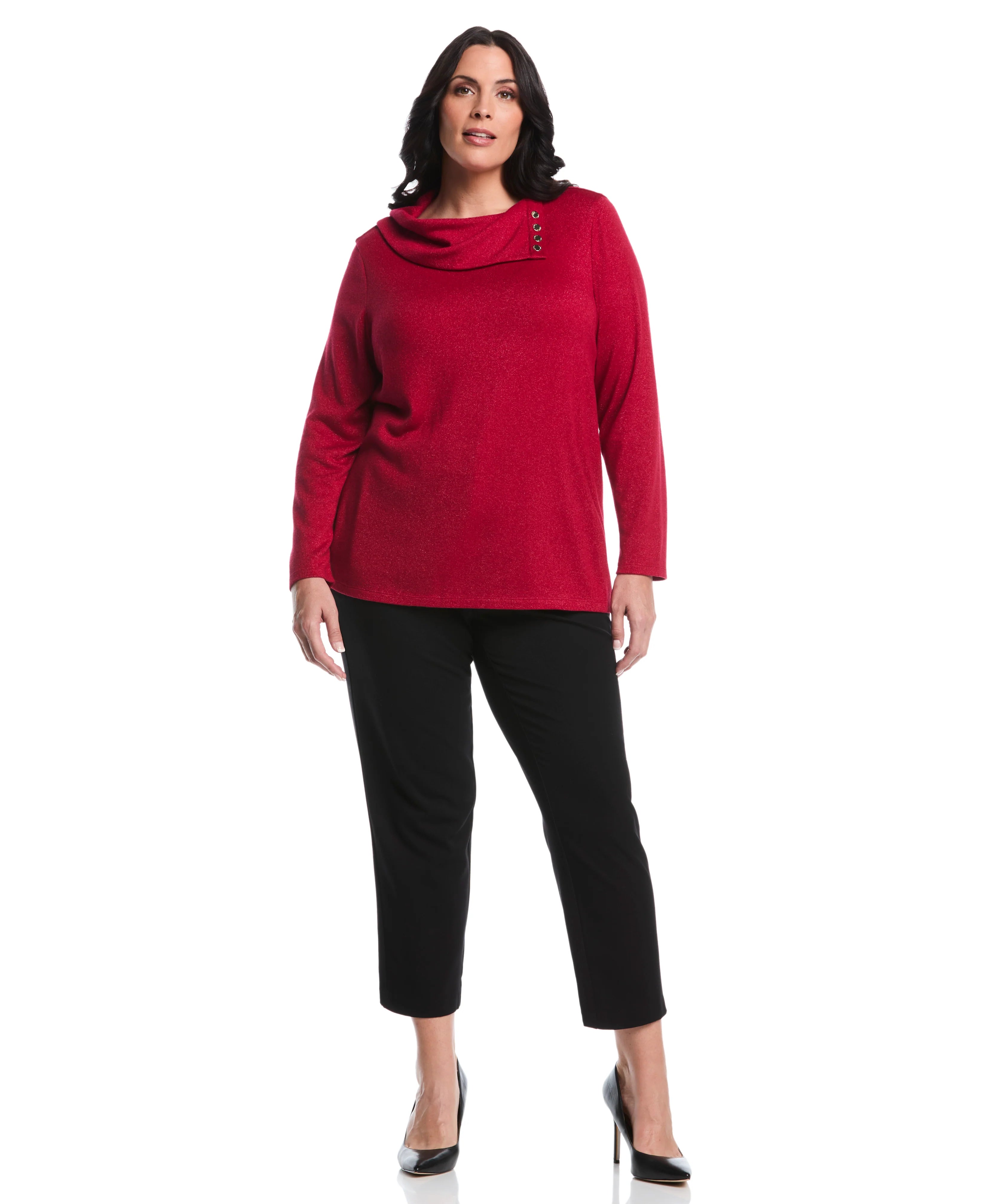 Plus Size Split Collar Top