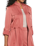 Drawcord Waist Shine Roll Sleeve Jacket