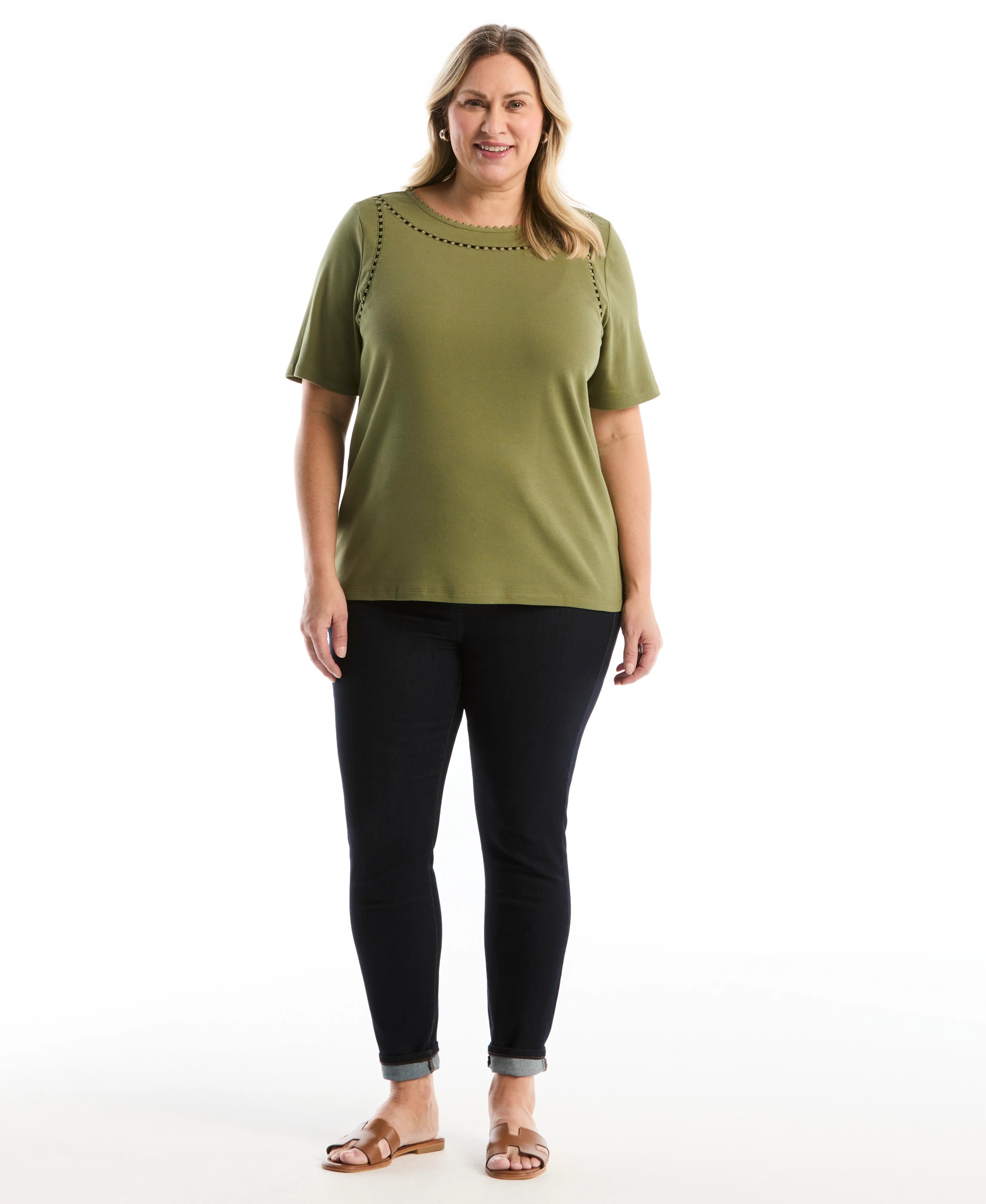 Plus Size Pom Trim Detail Top