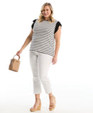 Plus Size Striped Ruffle Top