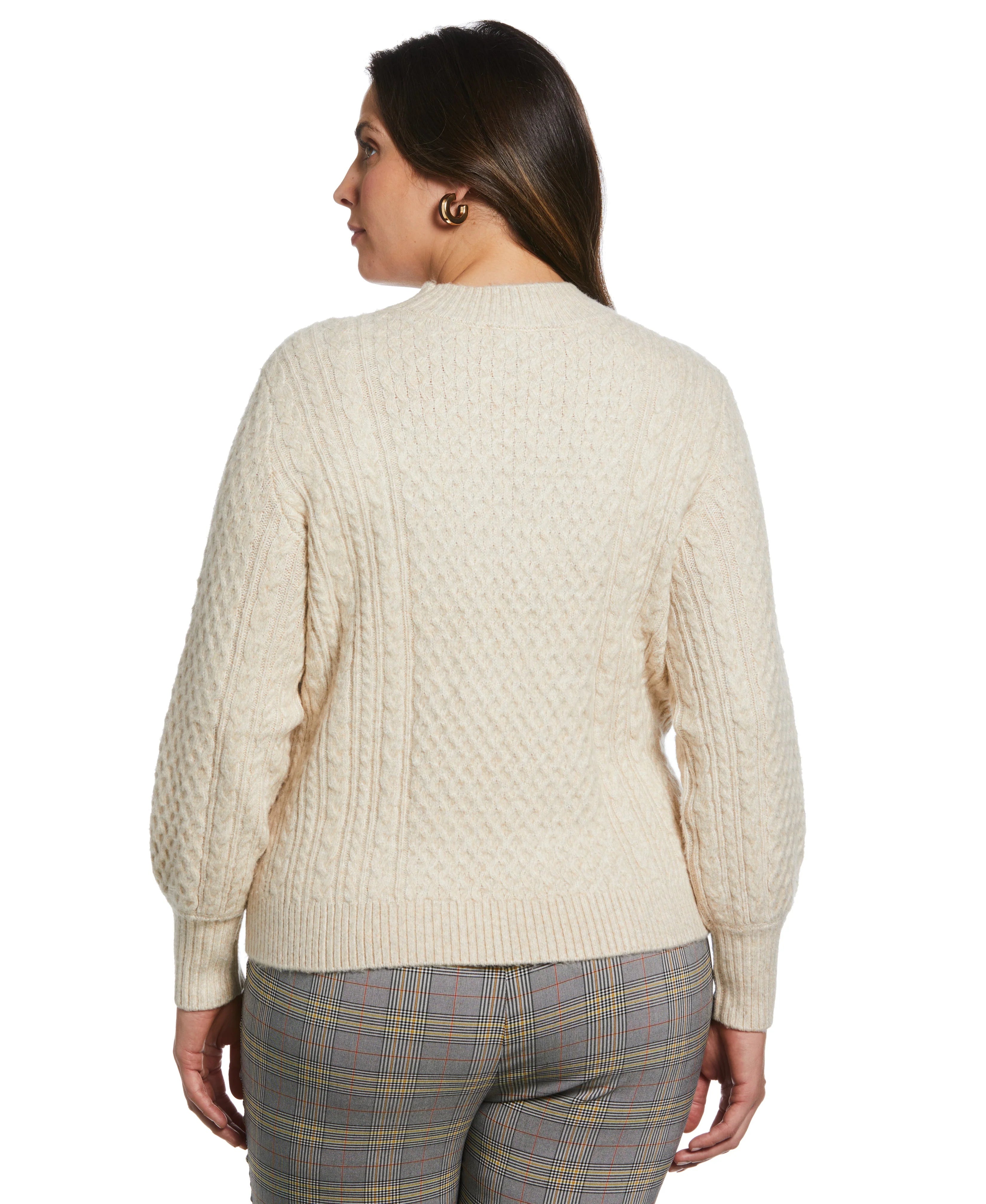 Plus Size Cut Out Cable Knit Sweater