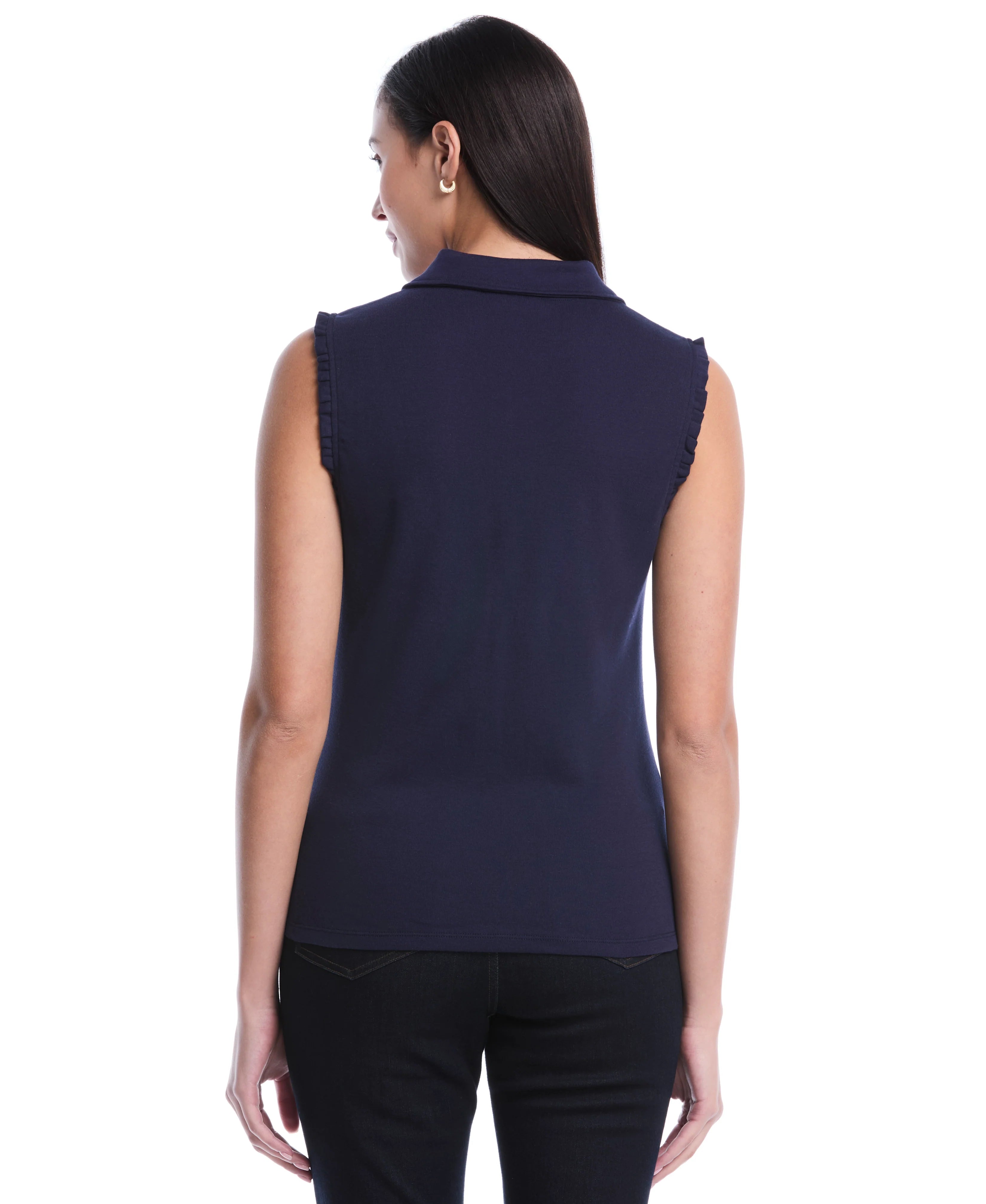 Petite Ruffle Trim Polo