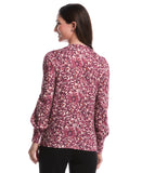 Paisley Print Puff Sleeve Crew Neck Top