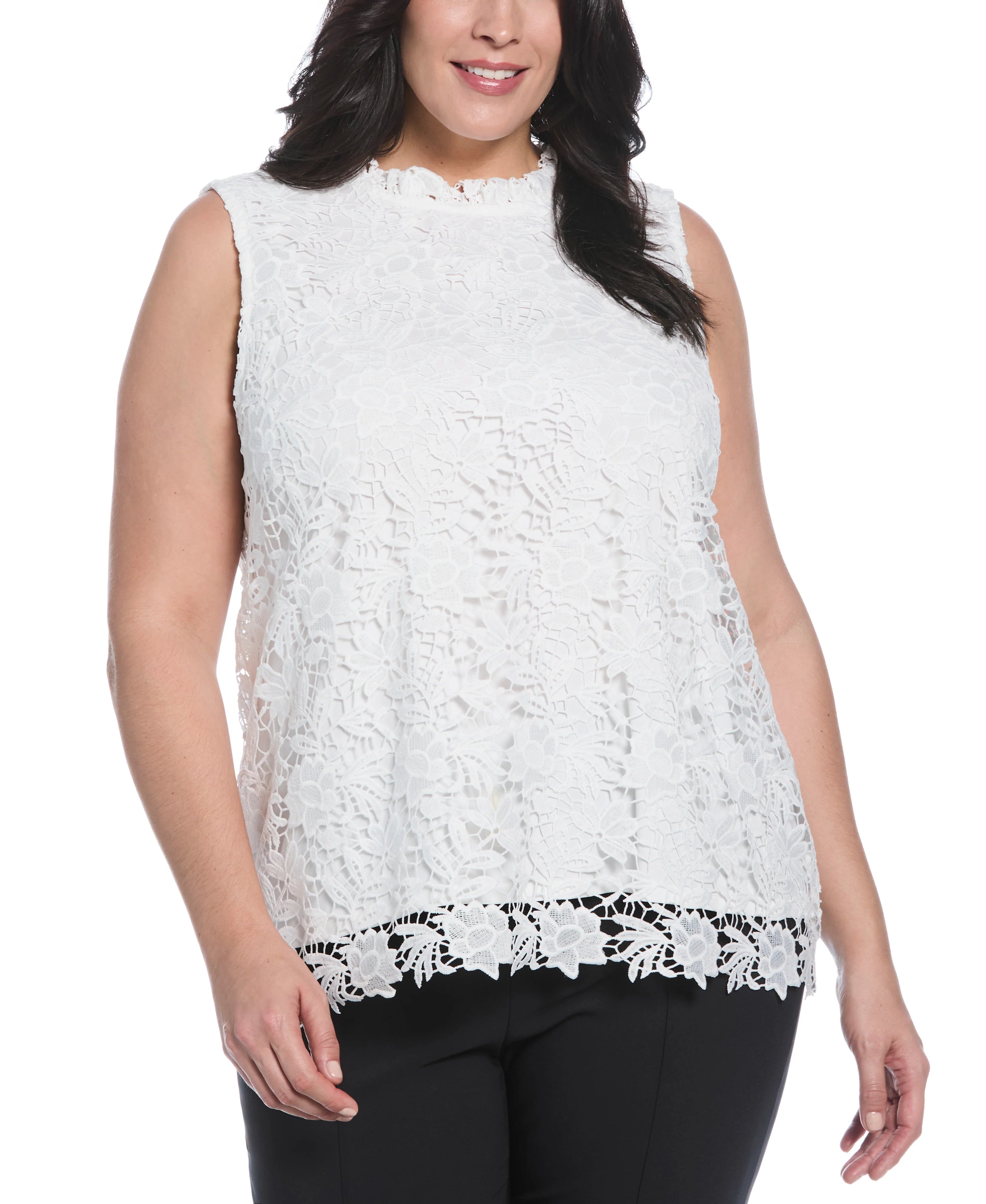Plus Size Scalloped Lace Top