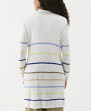 Organic Cotton Linen Blend Striped Duster Cardigan Sweater