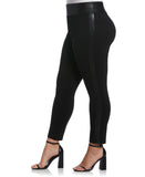Faux Leather Trimmed Pull On Pant