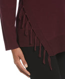 Ribbed Asymmetrical Fringe Hem Top