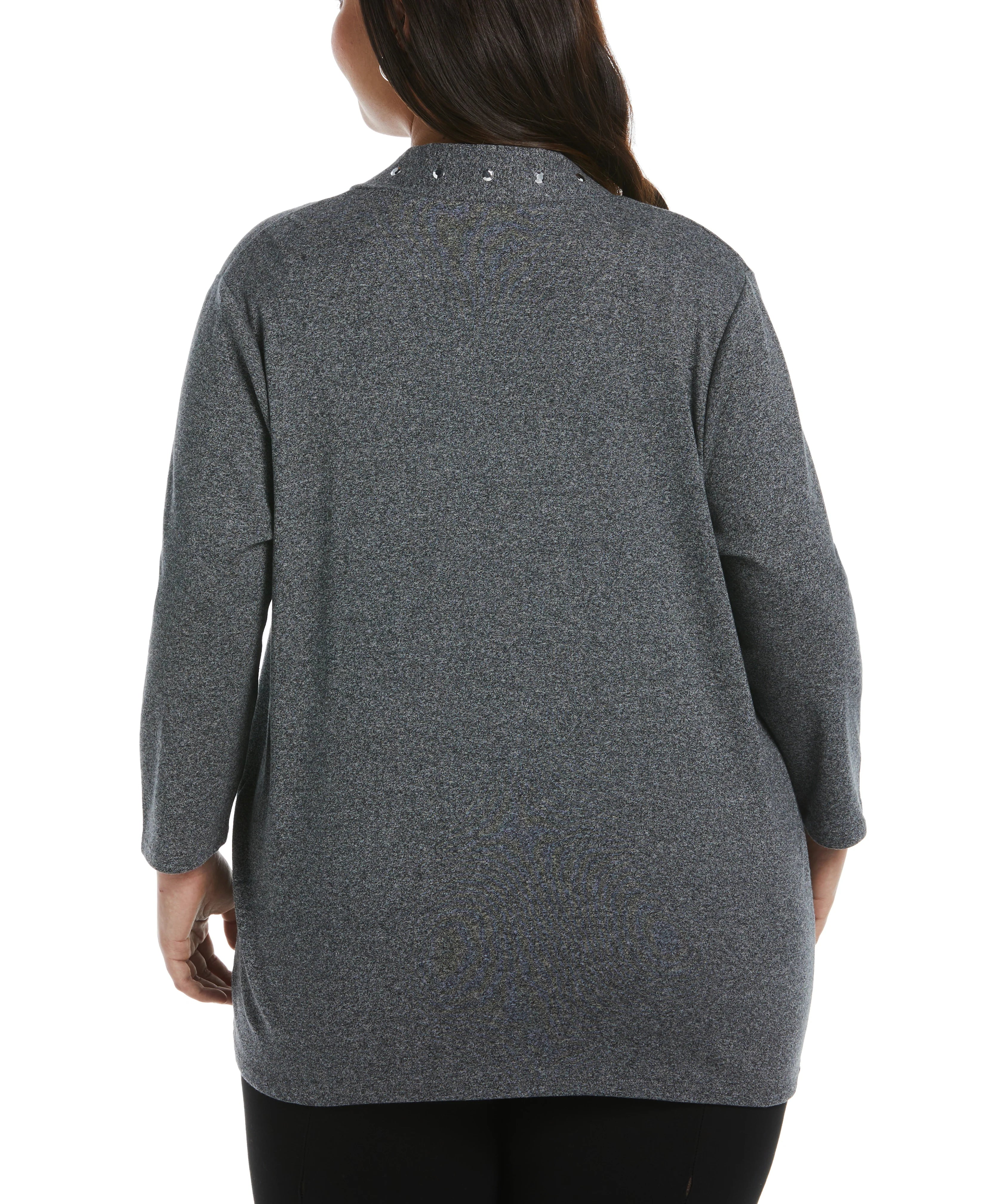 Plus Size Cardigan with Hardware Trim
