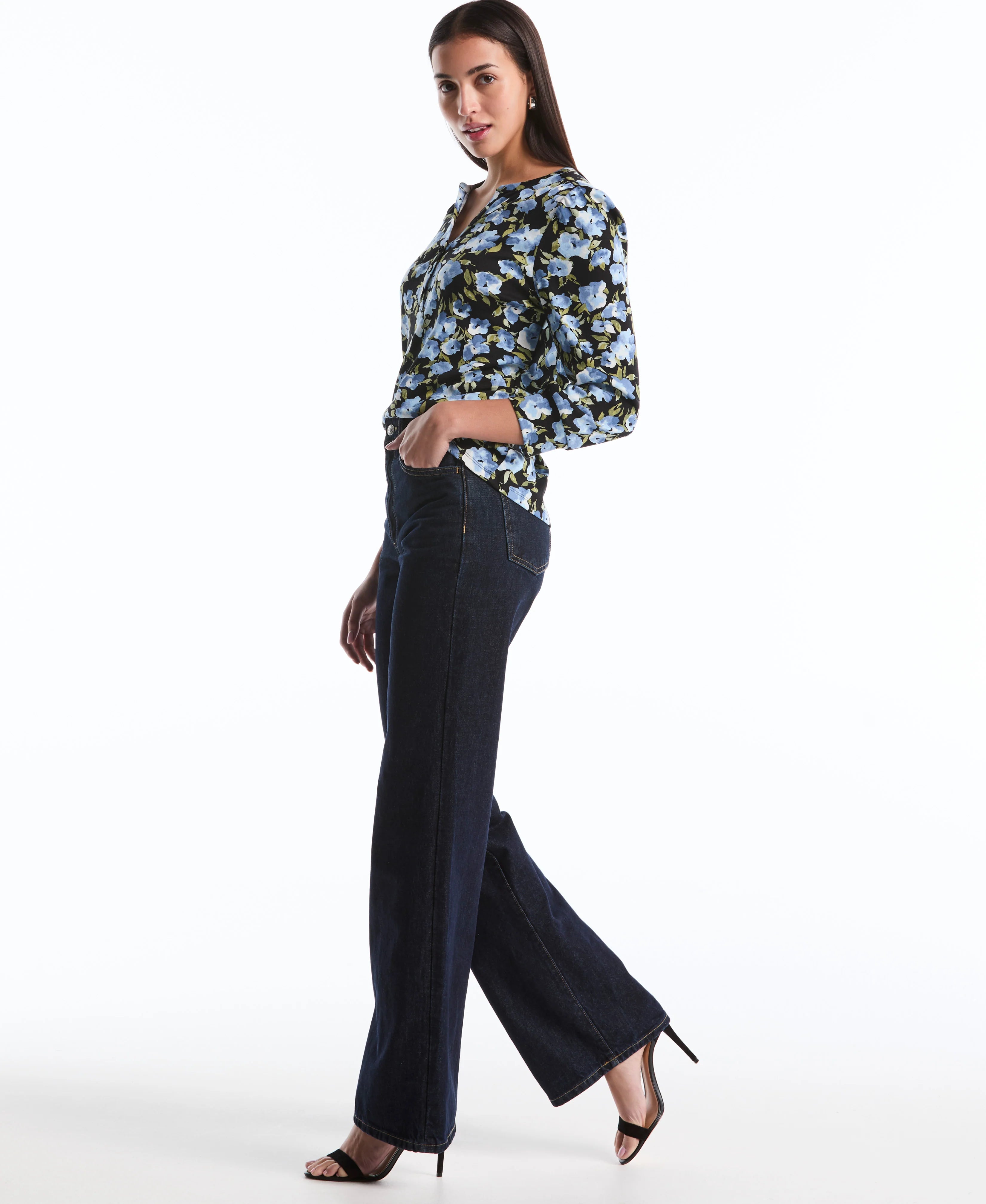Floral Print Shirred Top