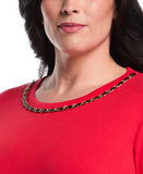 Plus Size Chain Neck Detail Top