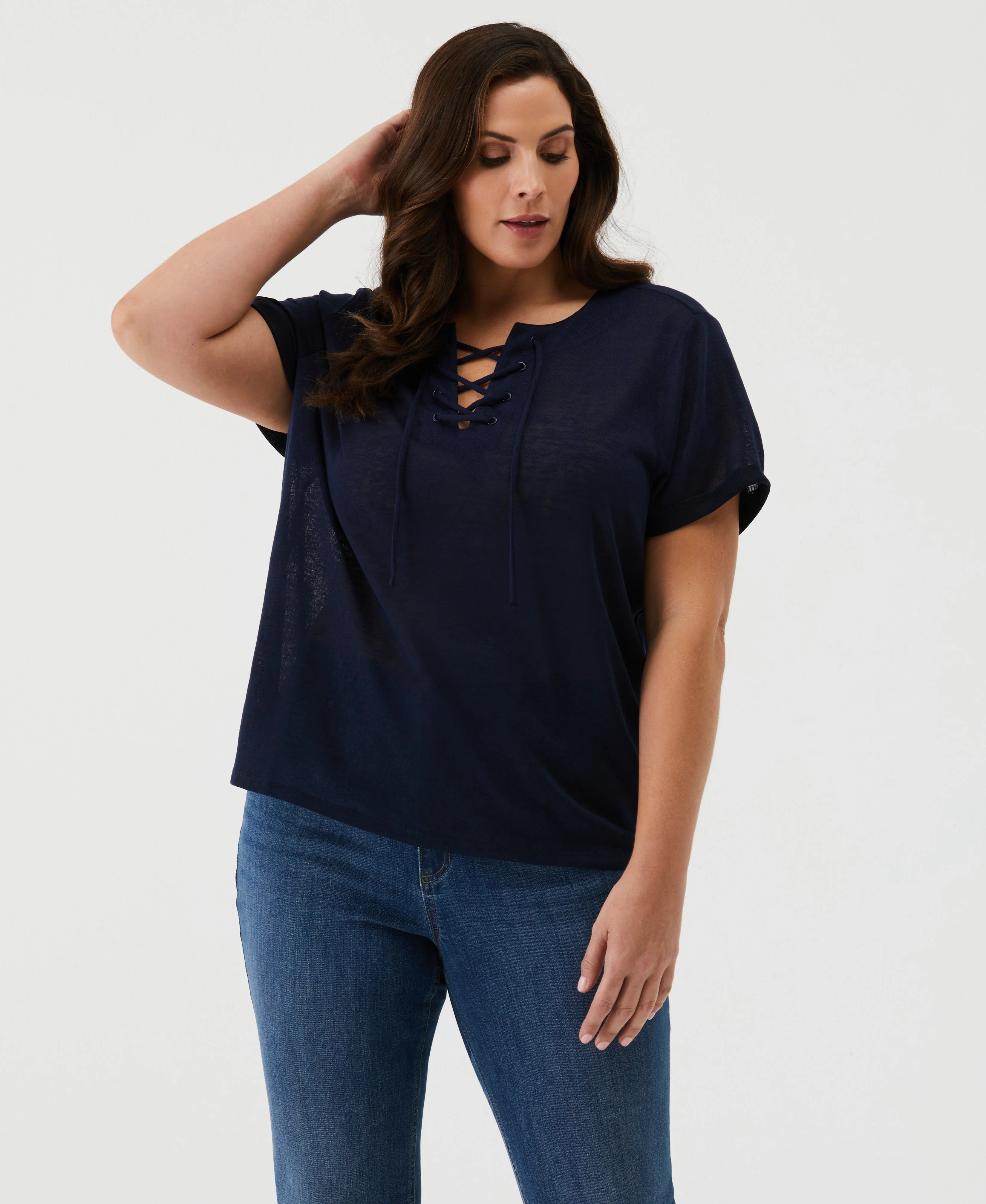 Plus Size Eco Lace Up Tee