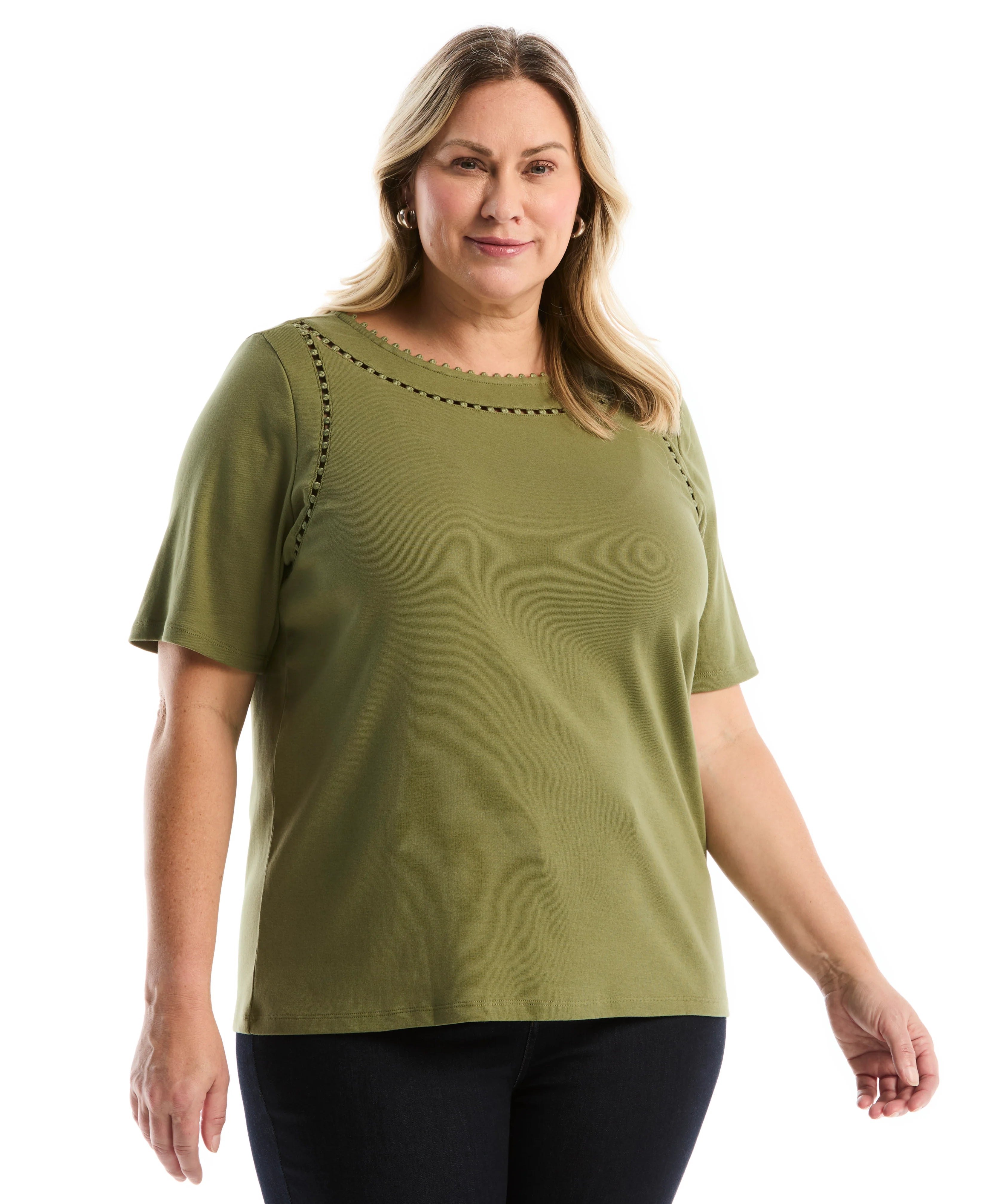 Plus Size Pom Trim Detail Top
