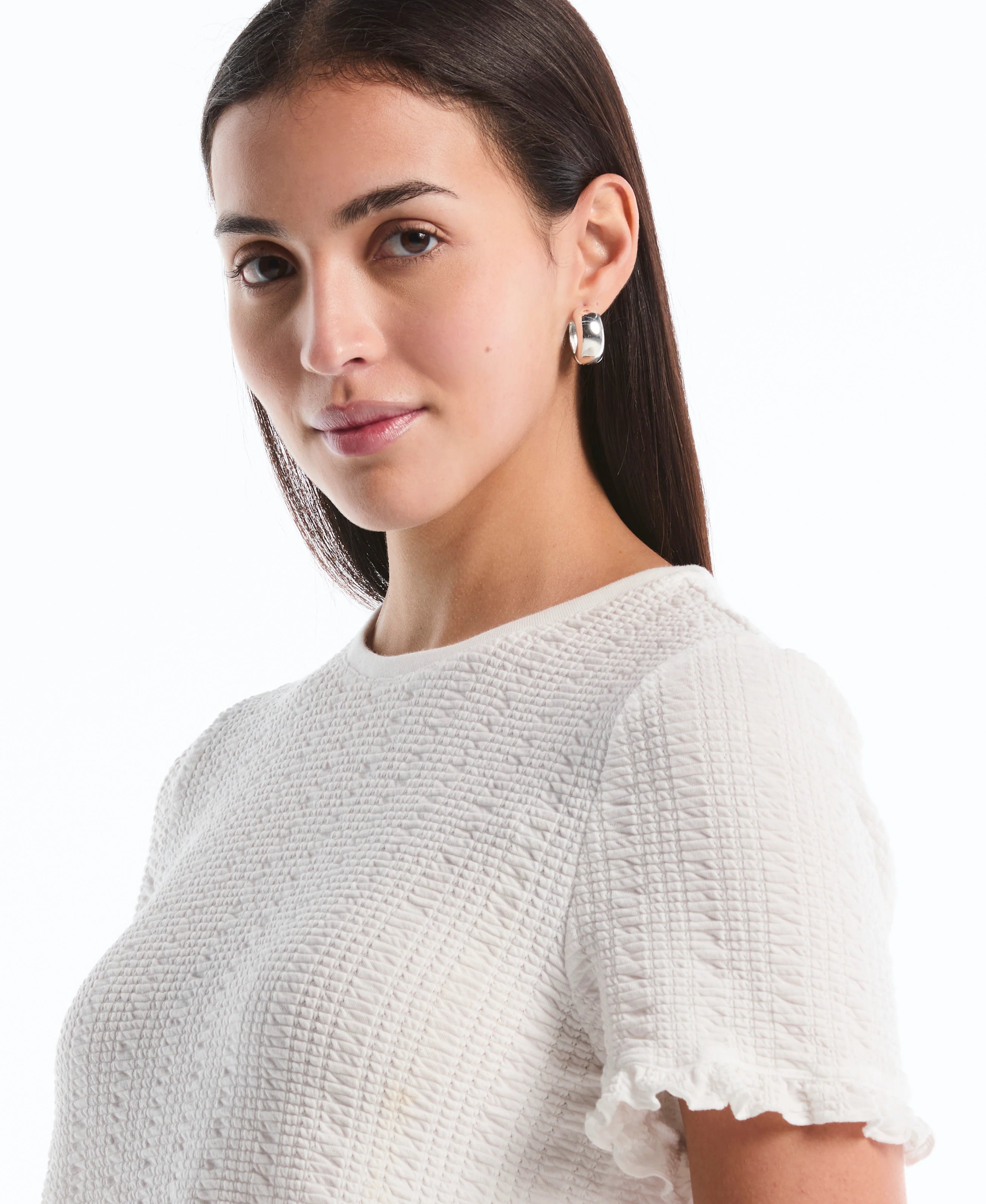 Puckered Ruffle Sleeve Top