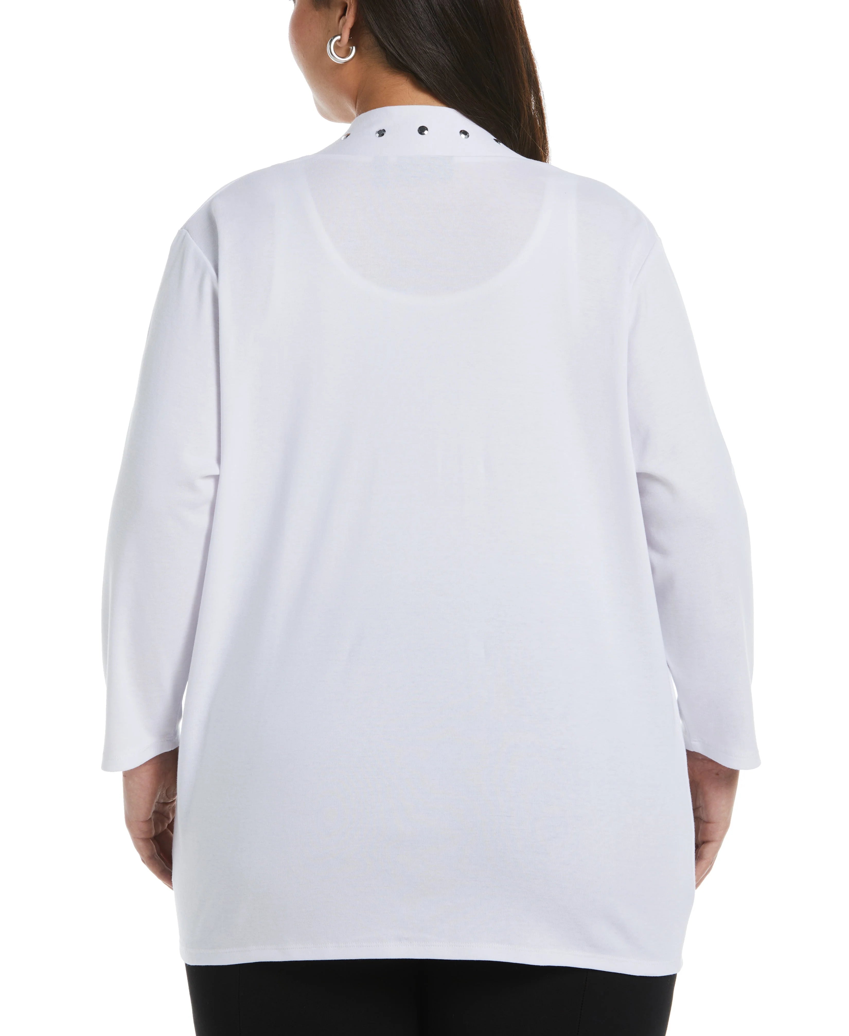 Plus Size Cardigan with Hardware Trim