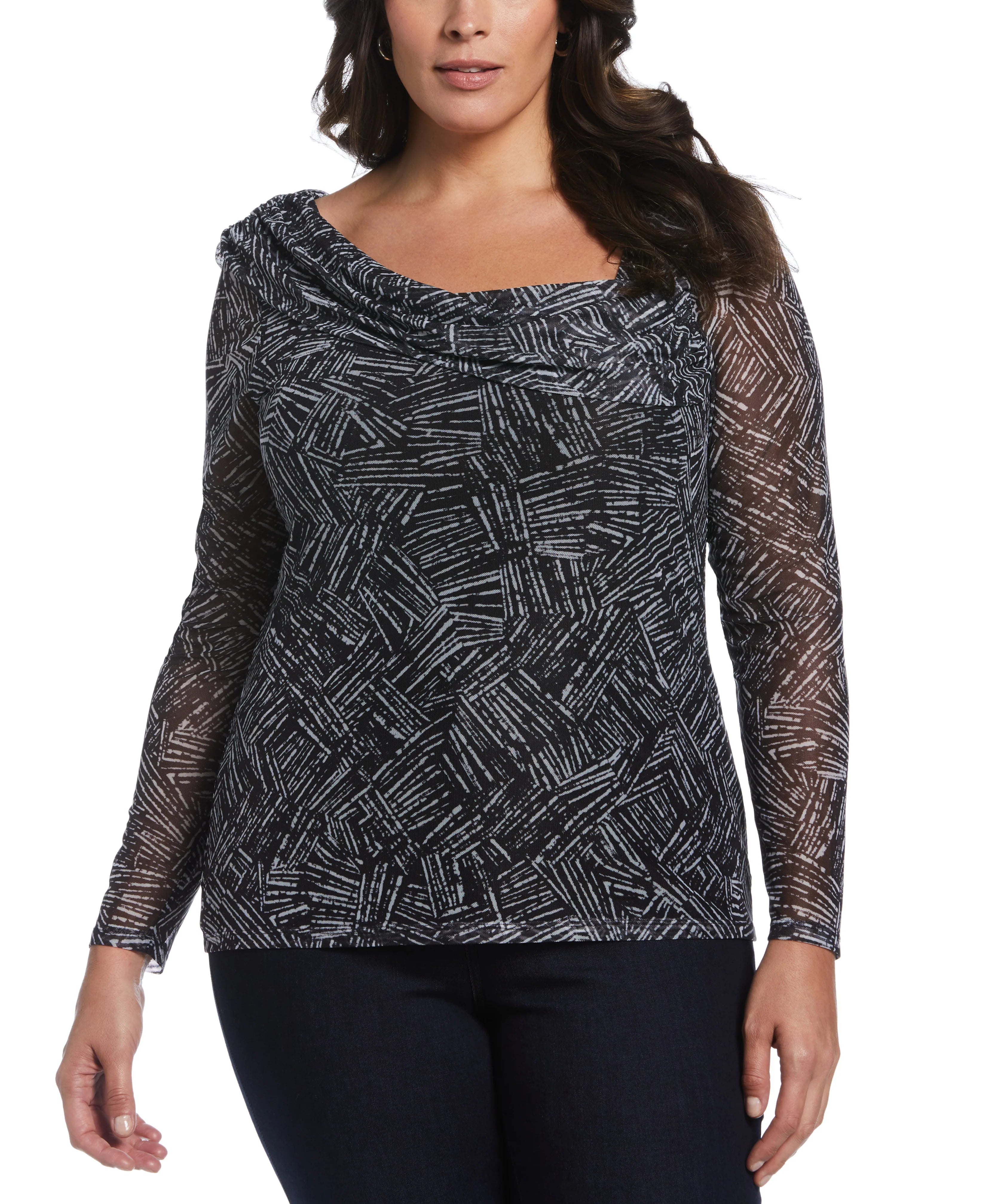 Printed Asymmetrical Mesh Top