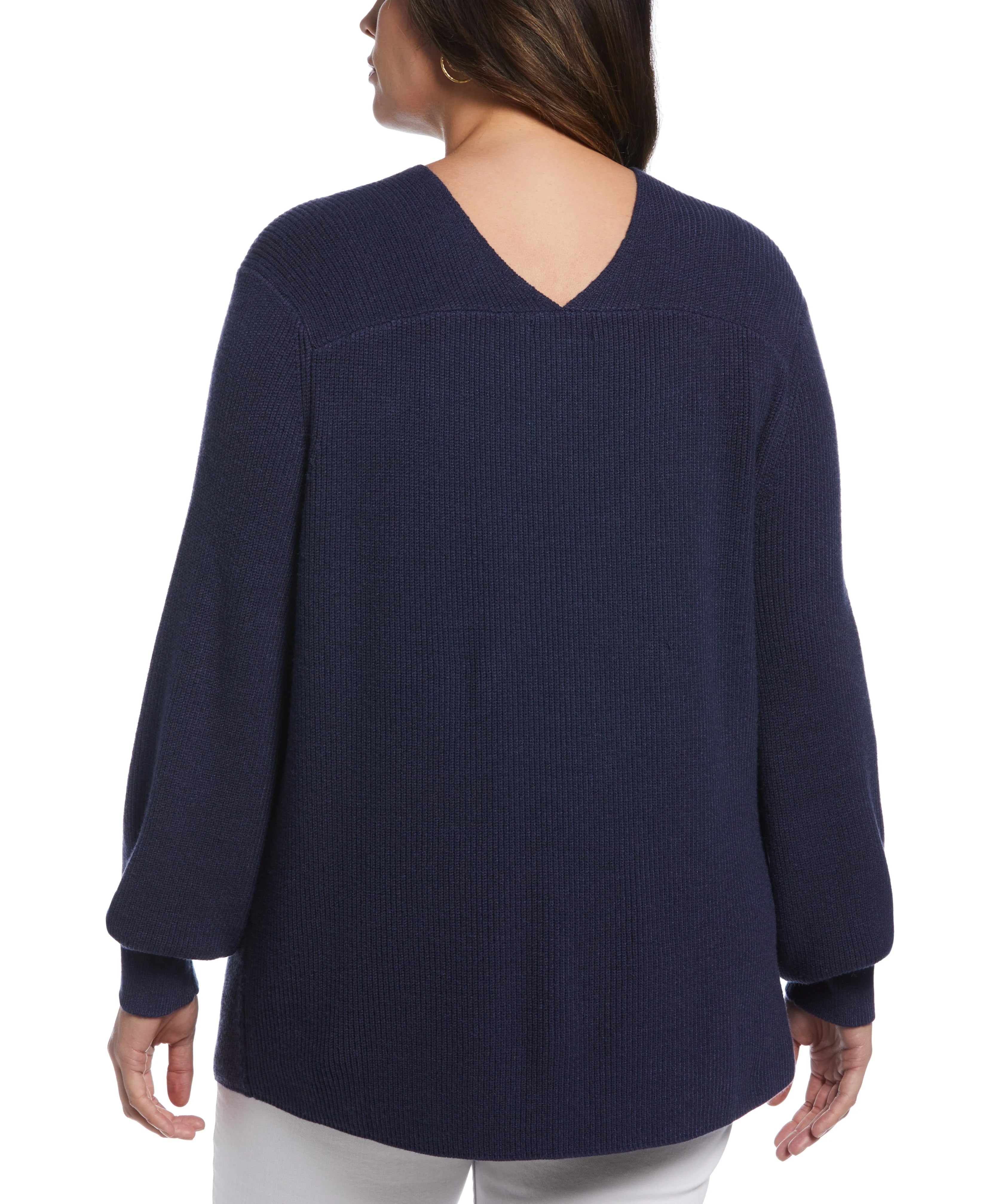 Plus Size Essential Ribbed V Neck Sweater