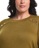 Plus Size Metallic Puff Sleeve Crew Neck Top