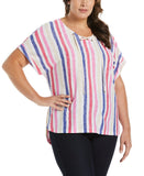 Plus Size Stripe V neck Top