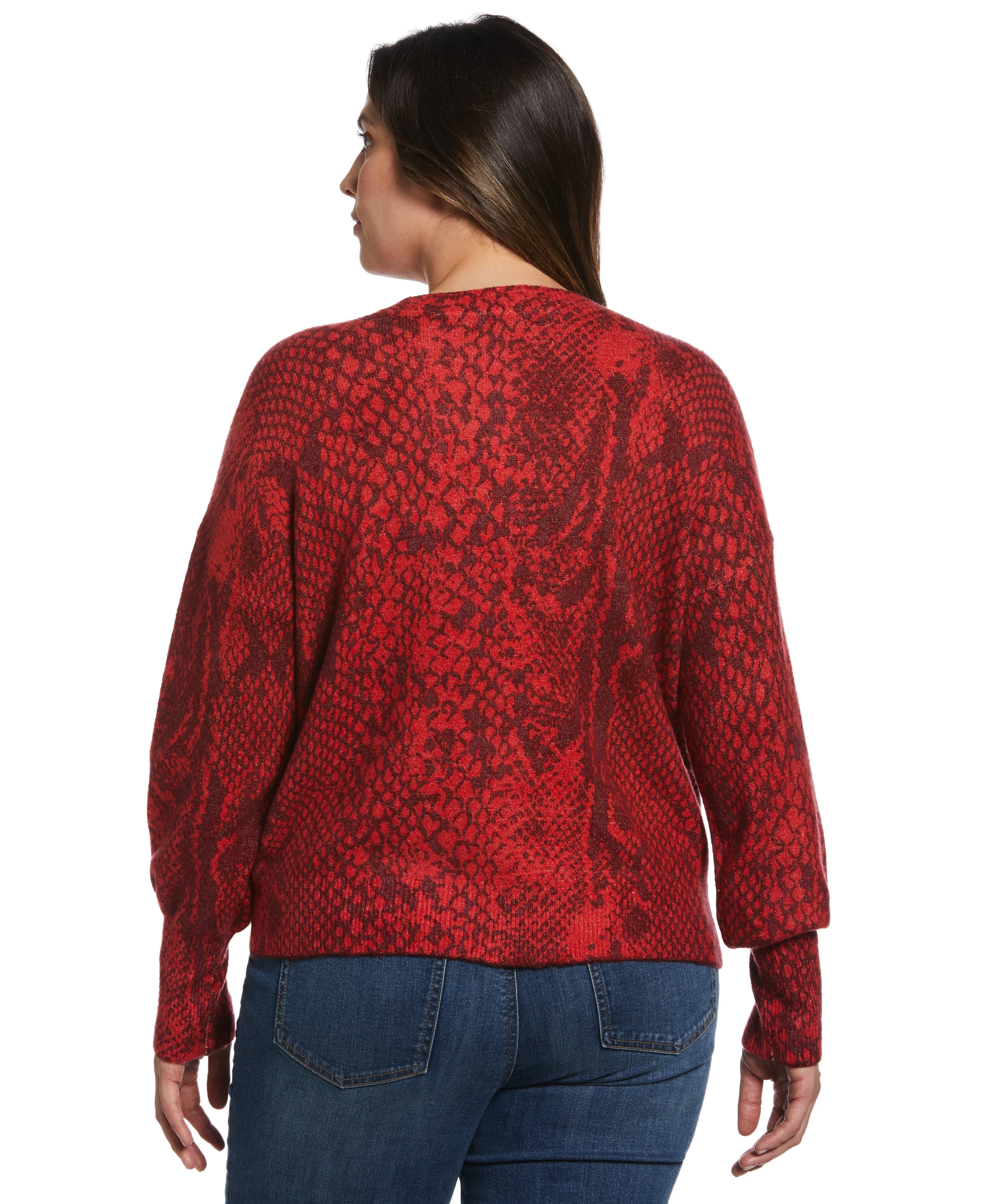 Plus Size Slouchy Printed Sweater