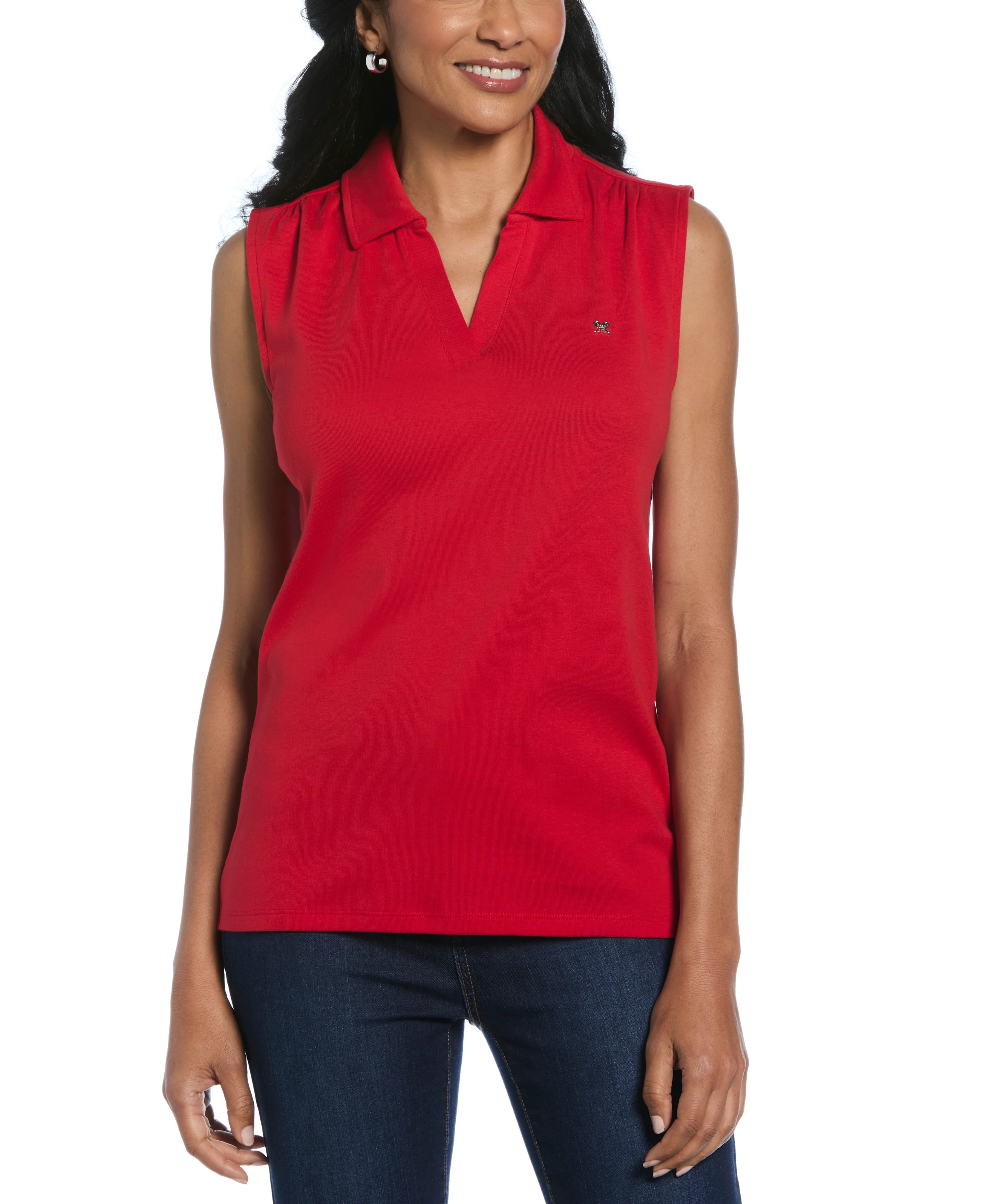 Ribbed V Neck Polo