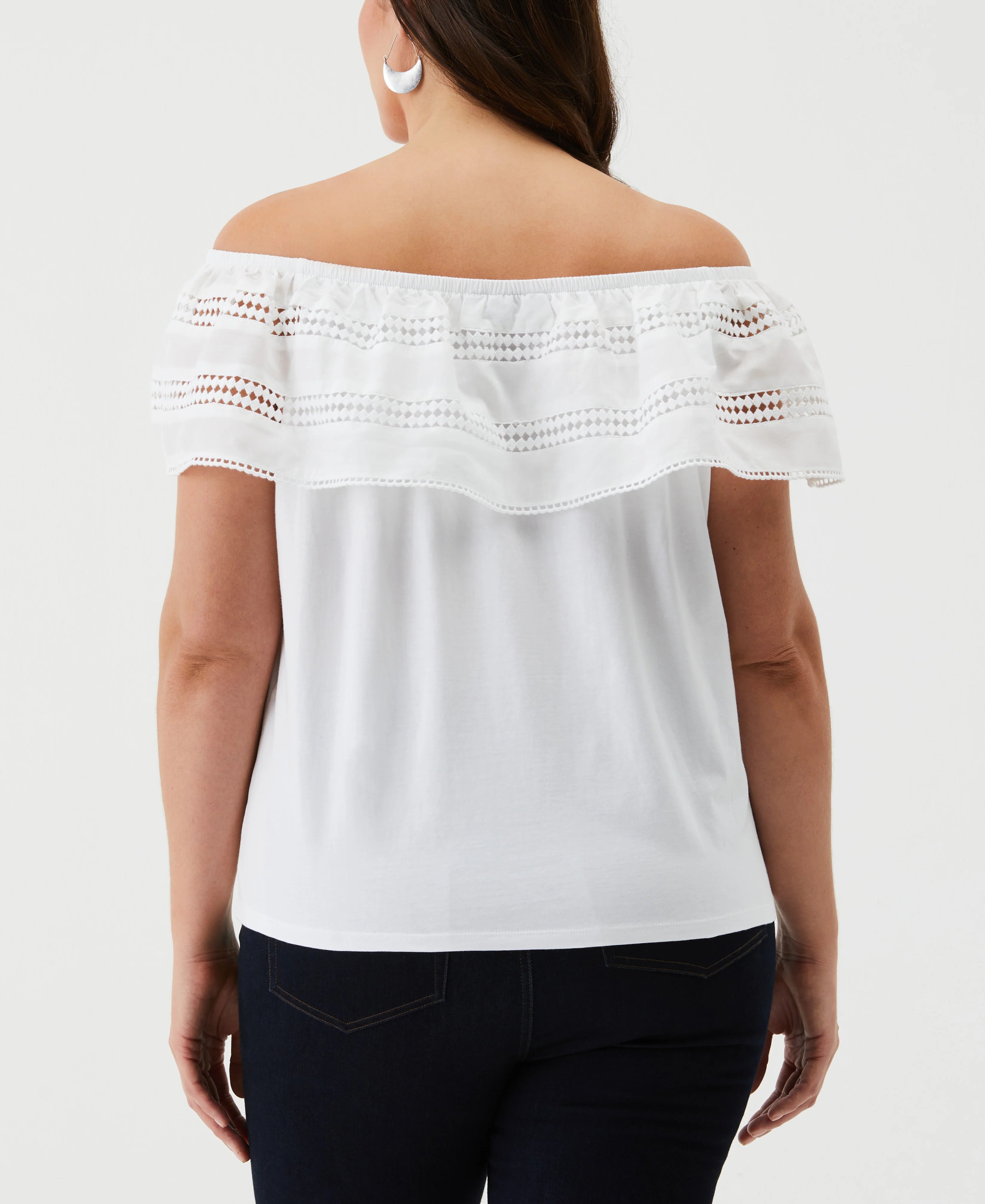 Embroidered Off The Shoulder Top