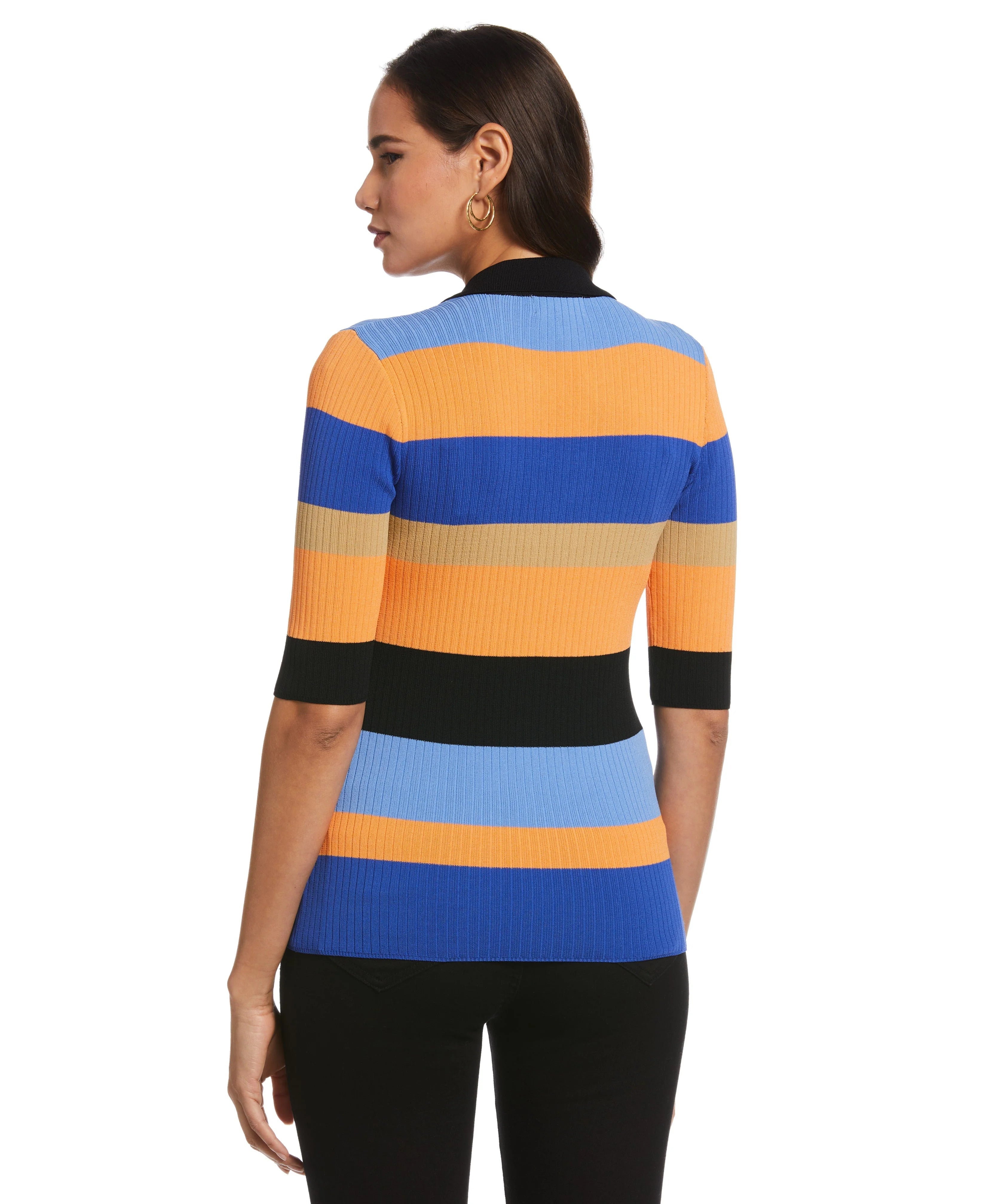 Plus Size Lace Up Polo Sweater