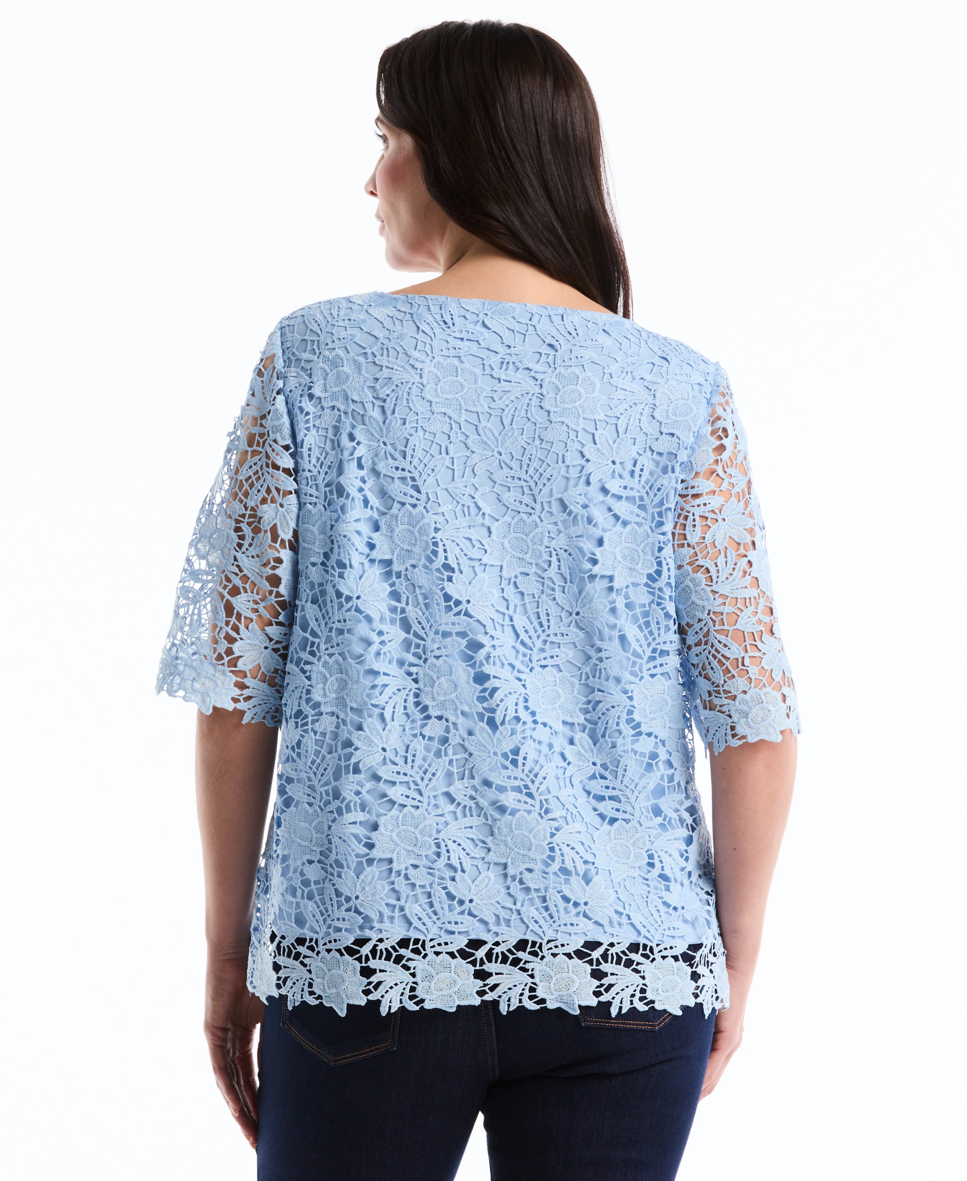 Plus Size Scalloped Lace Top