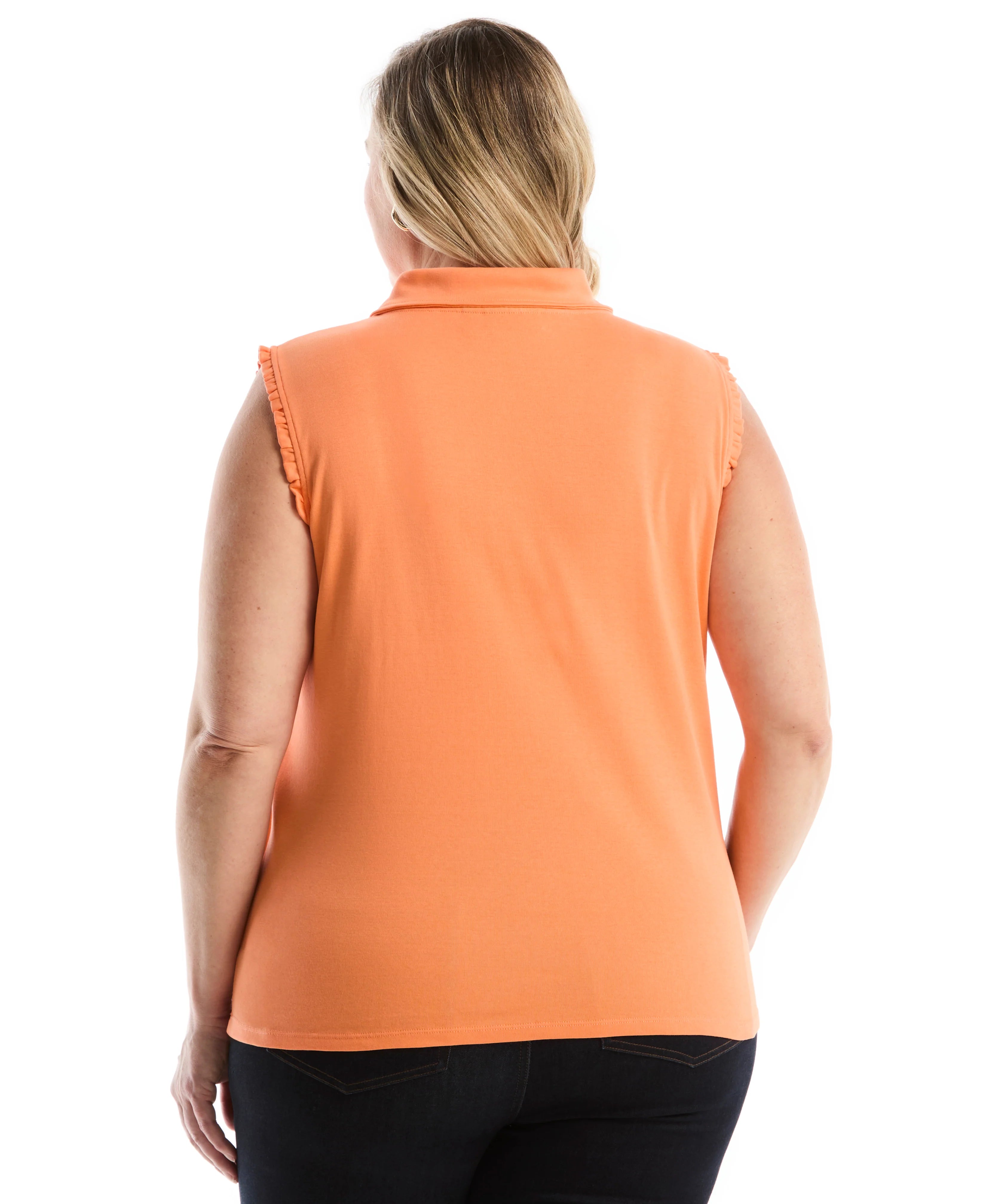 Plus Size Ruffle Trim Polo