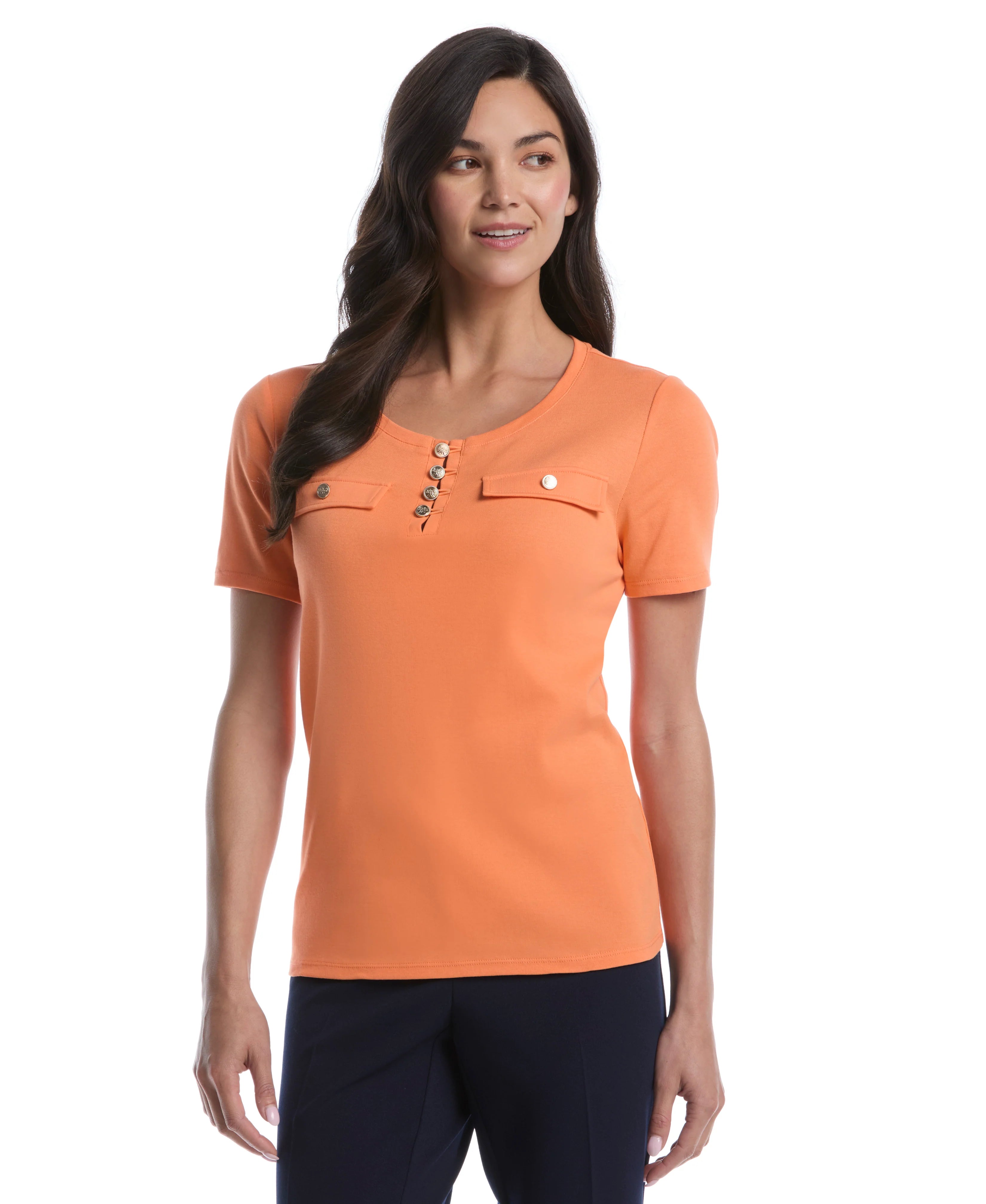 Petite Welt Pocket Button Detail Top